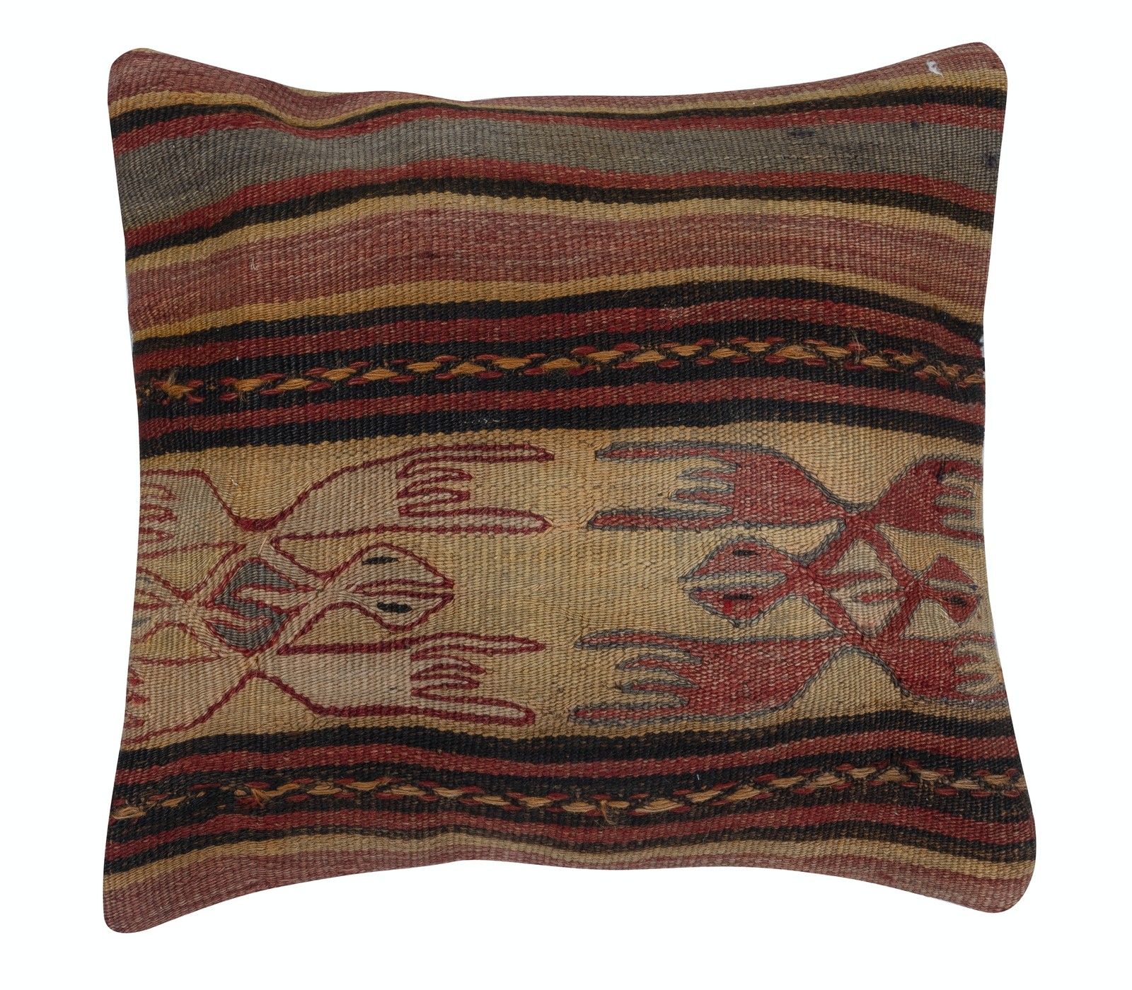 16"X16" Set Of 2 Turkish Cushion Covers. Flatweave Kilim Accent Pillows photo for sale
