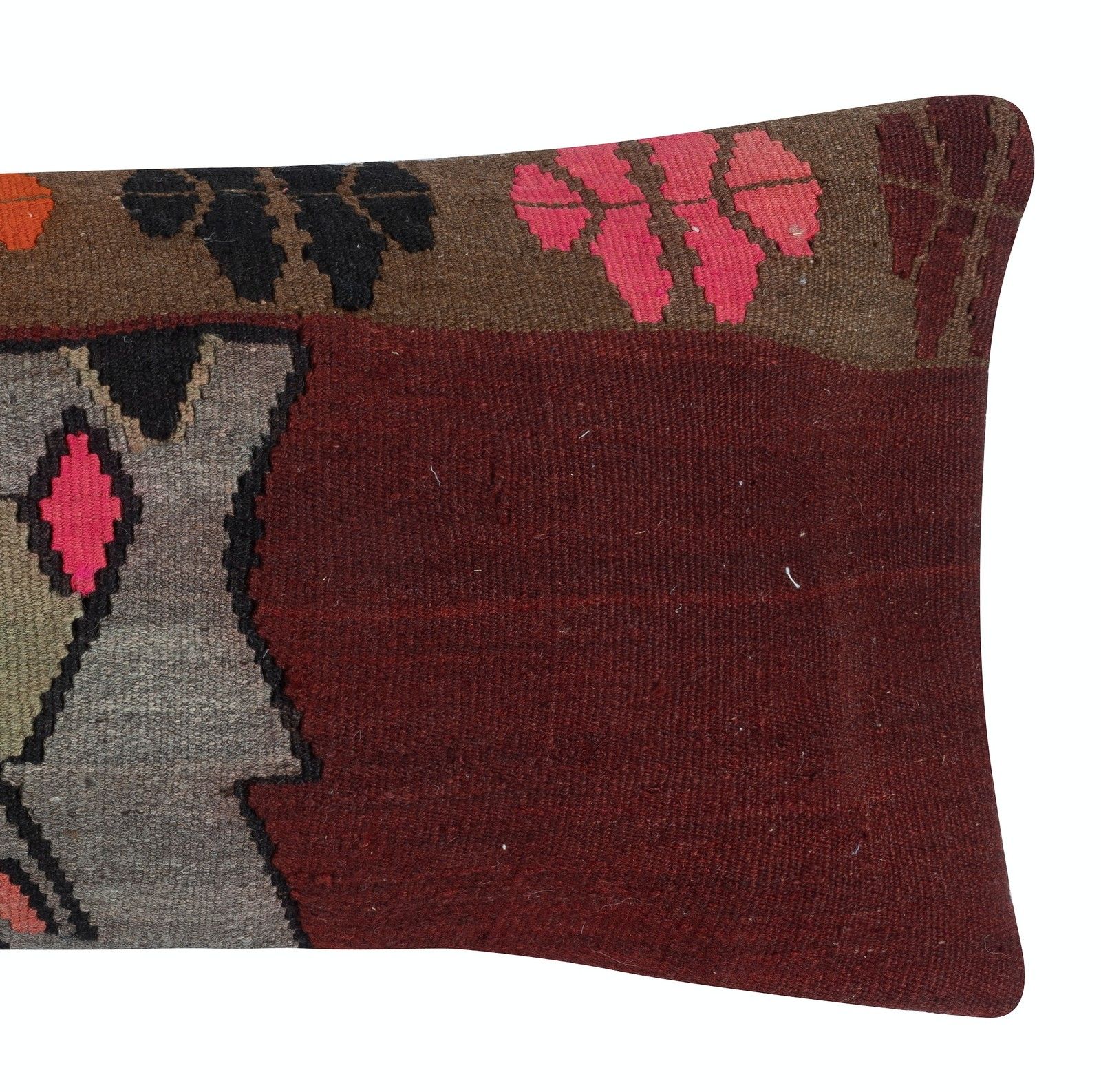 15"X36" Traditional Kilim Lumbar Pillow Cover. Handwoven Turkish Accent Pillow photo for sale
