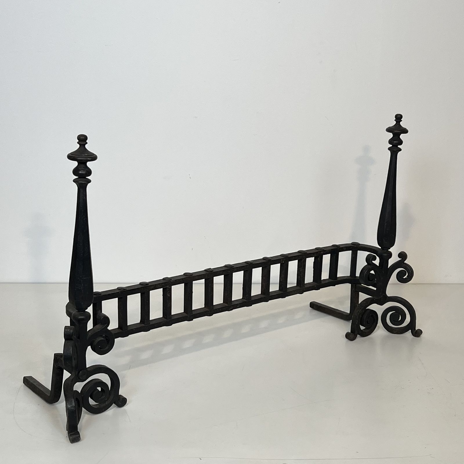 Wrought Iron Fire Dog Bar, 1900s photo for sale