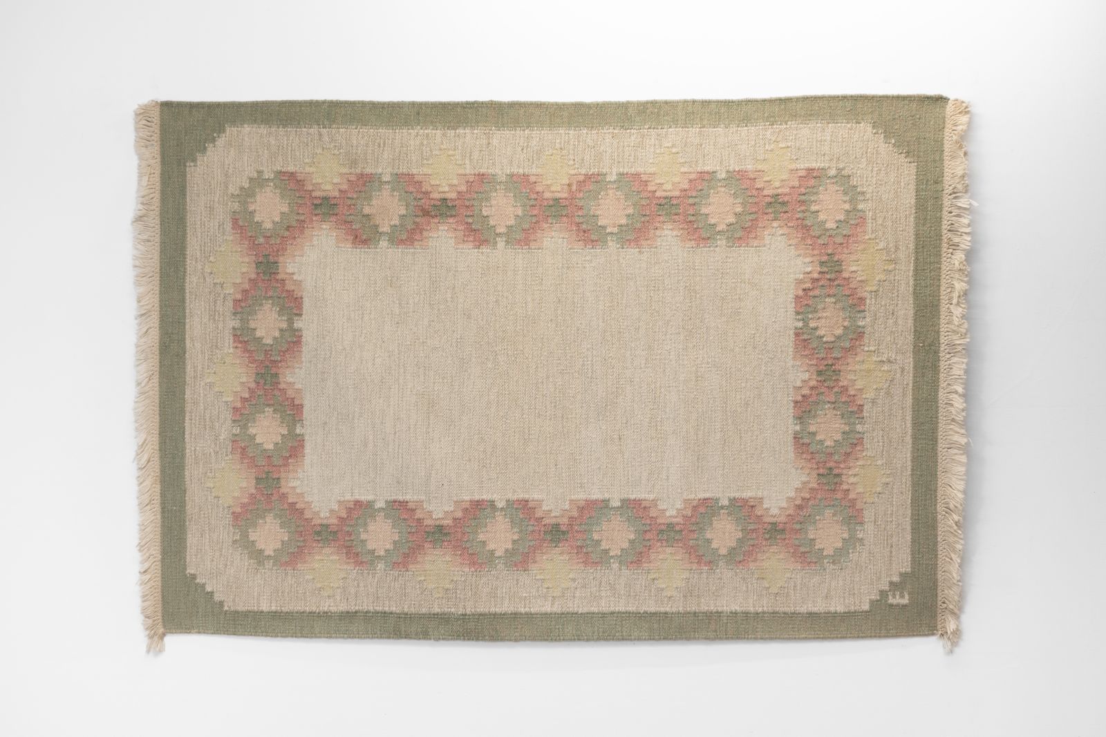 Swedish Flatweave Carpet In Tones Of Green photo furniture