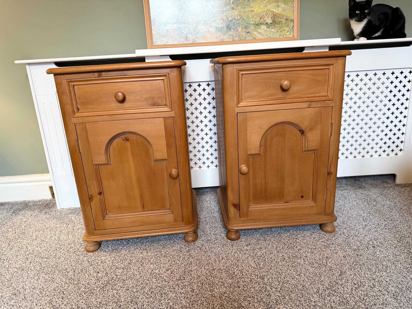 Pair Of Antique Victorian Pine Pot Bedside Tables Chests Lamp Stands