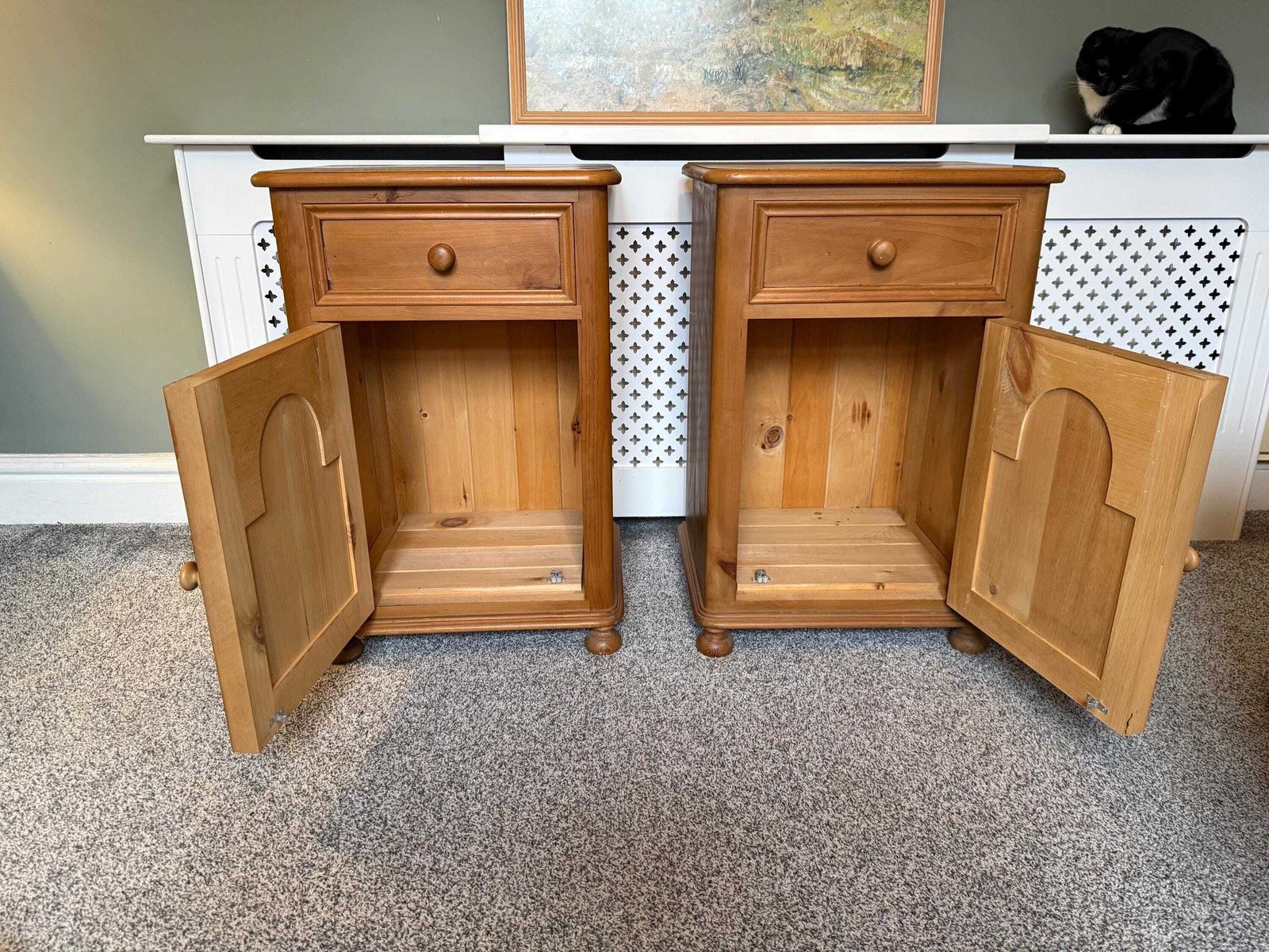 photo buy Pair Of Antique Victorian Pine Pot Bedside Tables Chests Lamp Stands