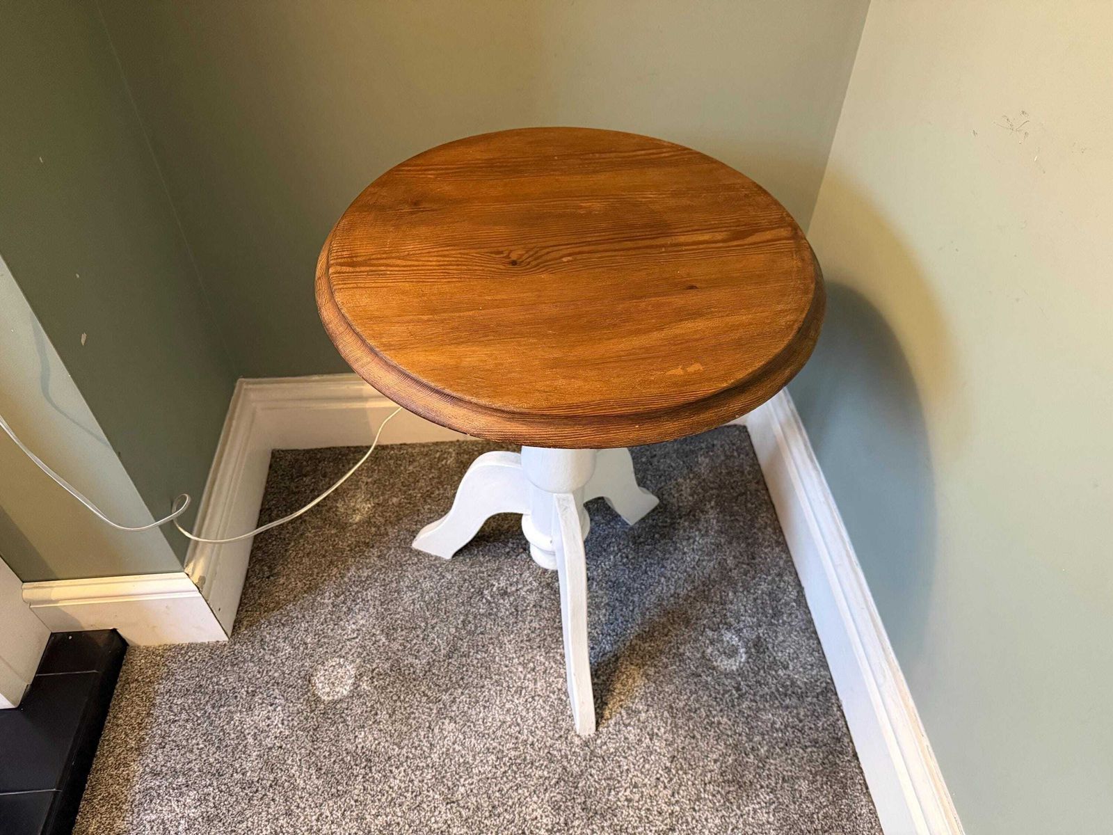 Vintage Solid Wood Painted Pine/ Mid Century Side Table / Coffee Table / Plant Stand / Pot Stand / Pedestal Table photo furniture
