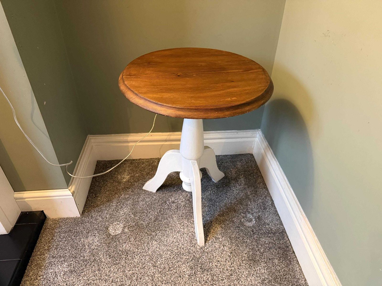photo furniture Vintage Solid Wood Painted Pine/ Mid Century Side Table / Coffee Table / Plant Stand / Pot Stand / Pedestal Table