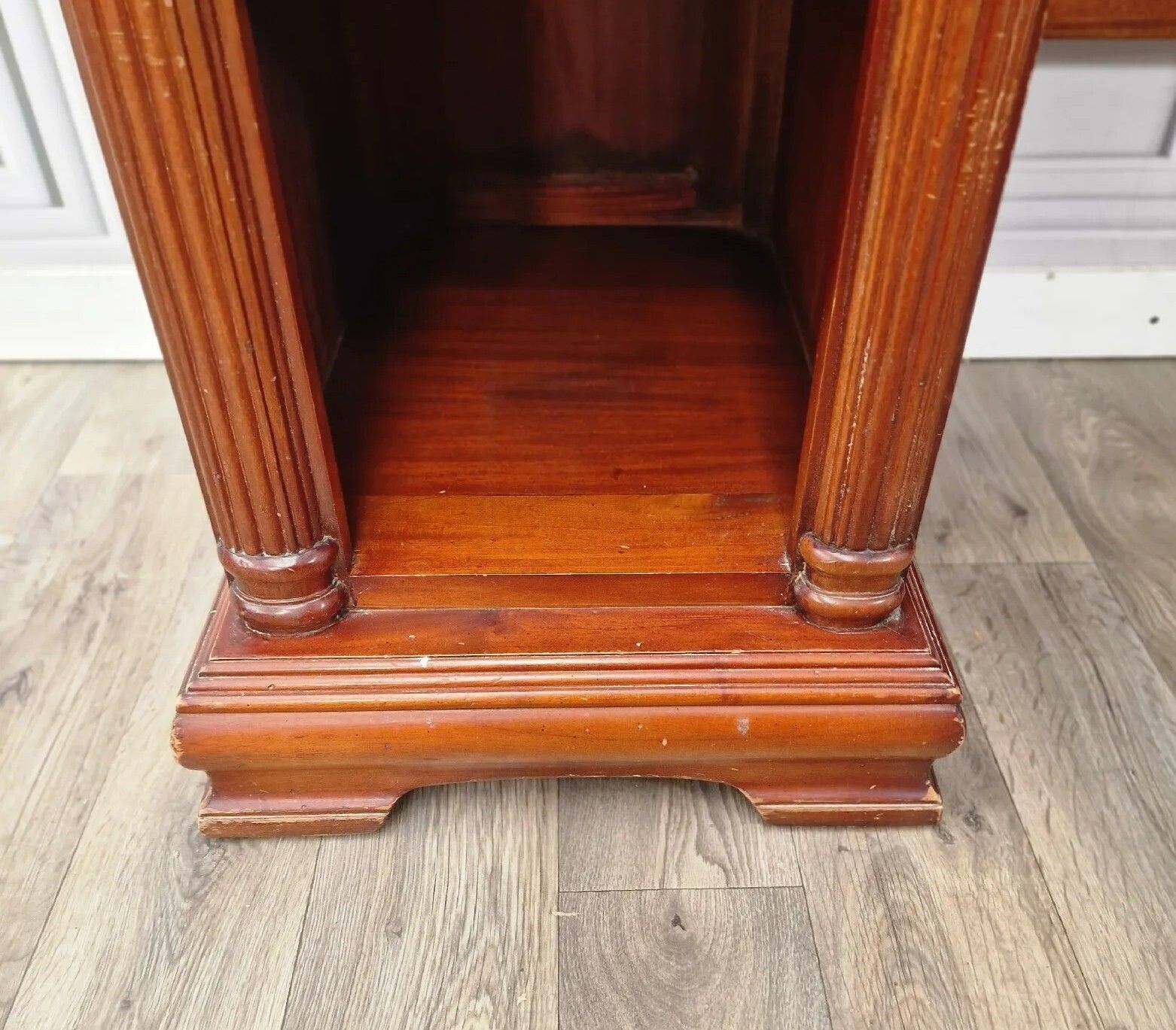 Antique Style Desk Dresser Wood Single Pedestal Writing Home Office  Drawer photo vinterior