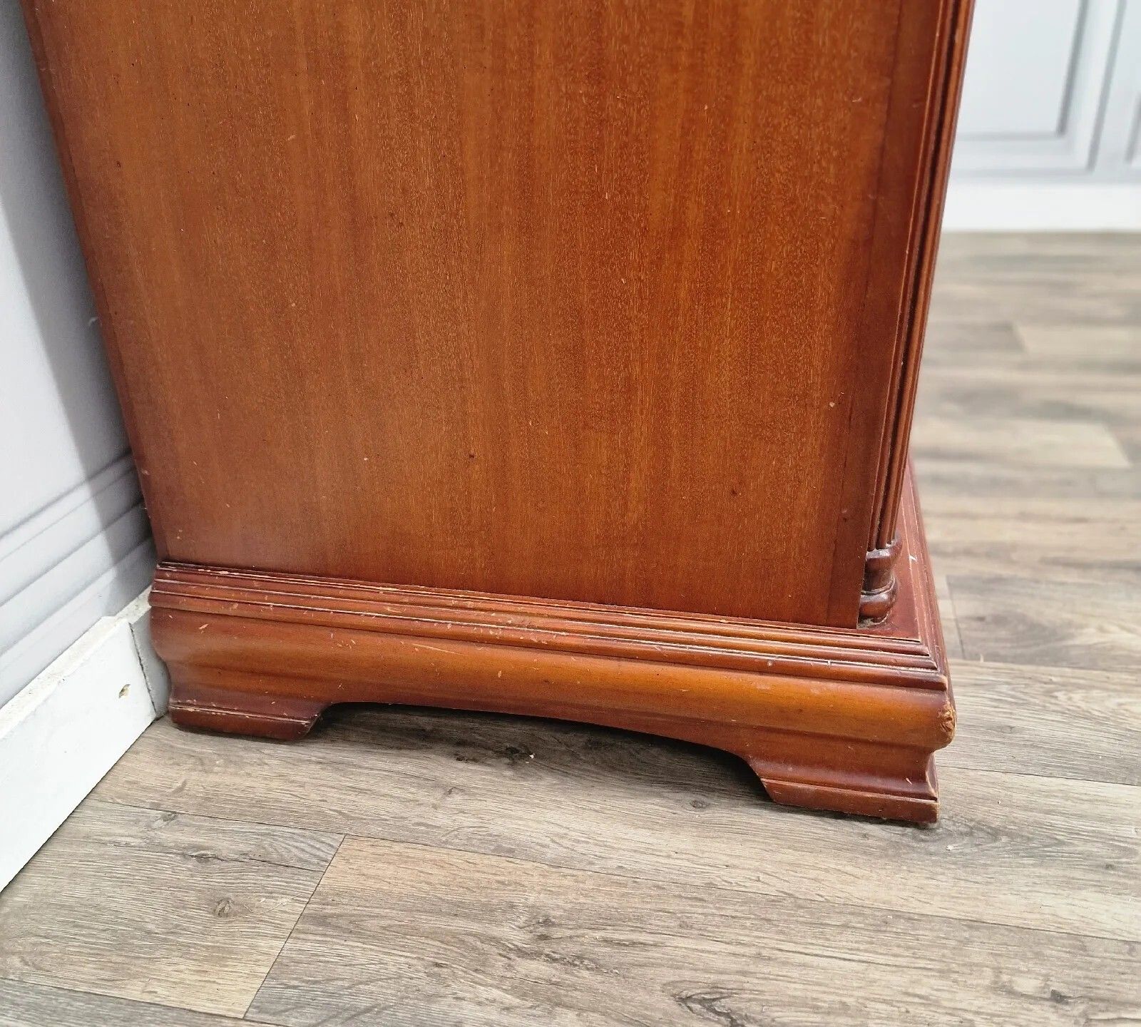 photo vinterior Antique Style Desk Dresser Wood Single Pedestal Writing Home Office  Drawer