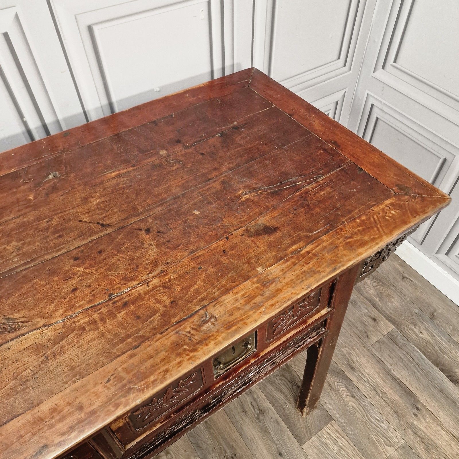photo for sale Antique Chinese Altar Table 19th Century Solid Wooden Bench Carved Oriental