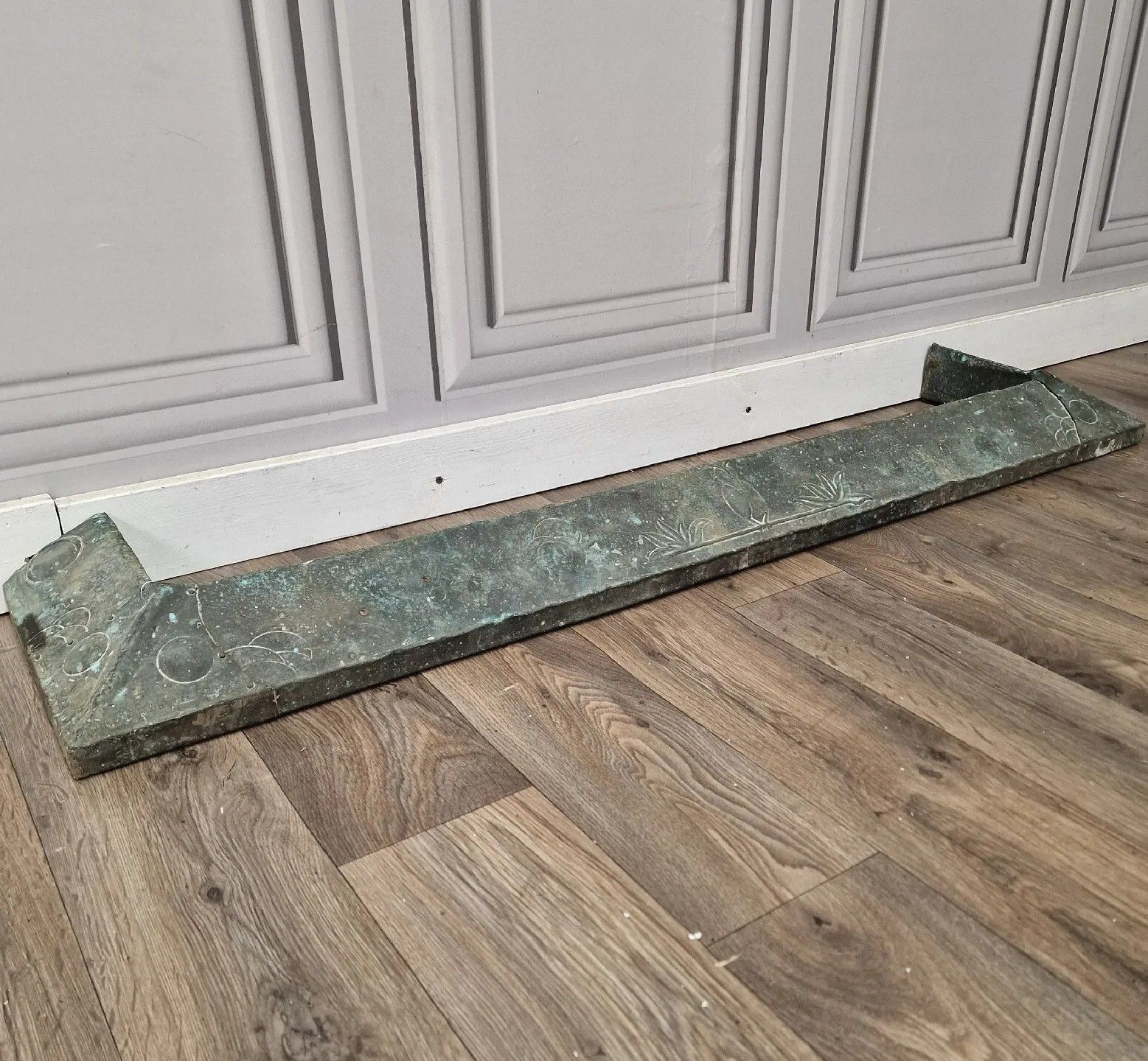Arts & Crafts Fire Hearth Kerb Fender Brass? Copper Nouveau Antique photo furniture