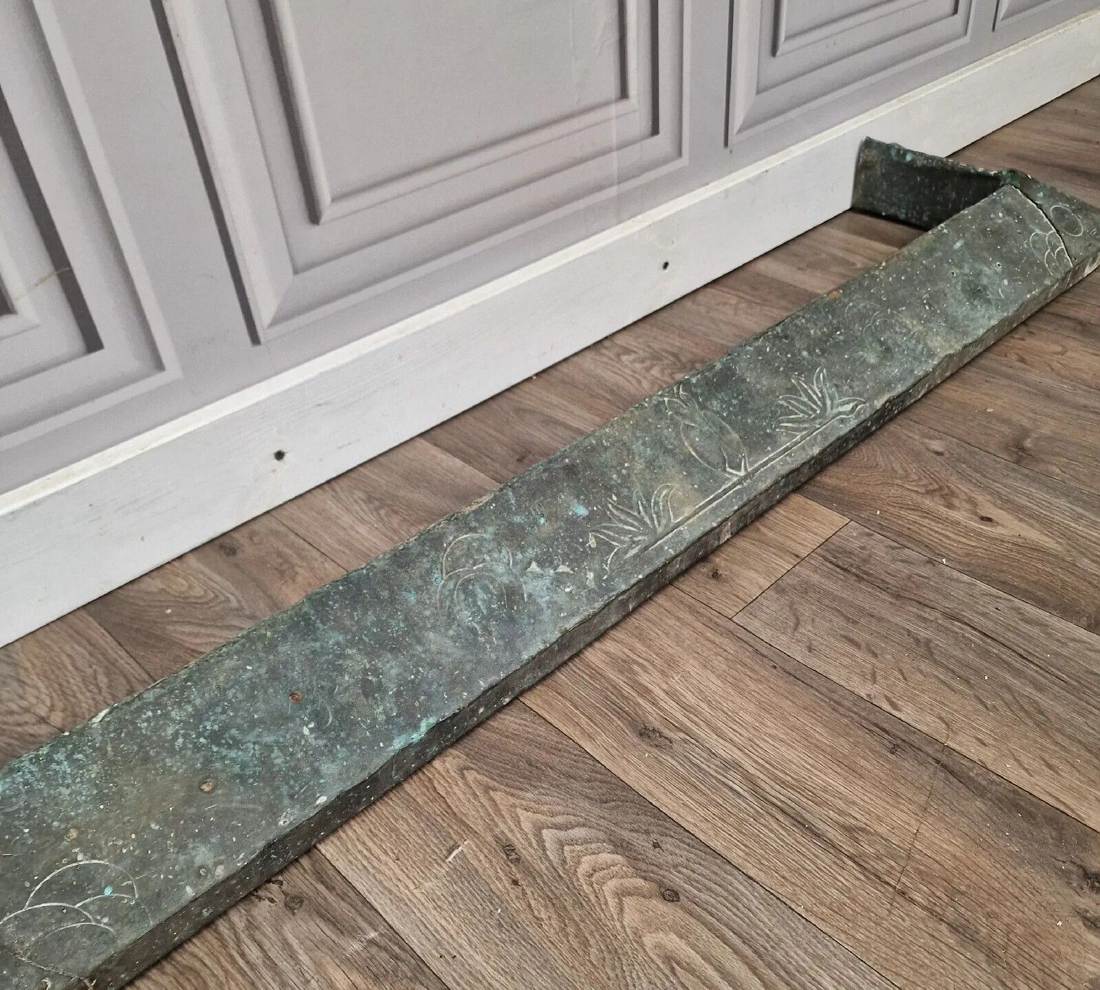 Arts & Crafts Fire Hearth Kerb Fender Brass? Copper Nouveau Antique photo 55.0