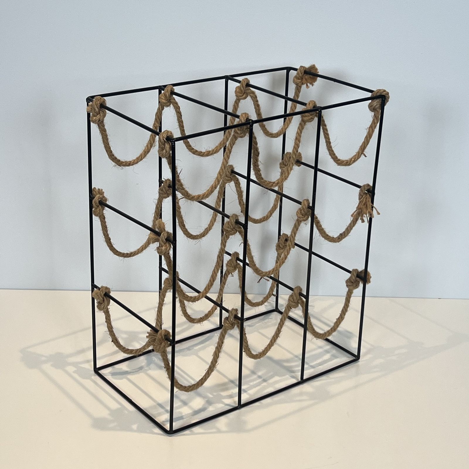 Metal And Rope Bottle Holder, 1980s photo Furniture
