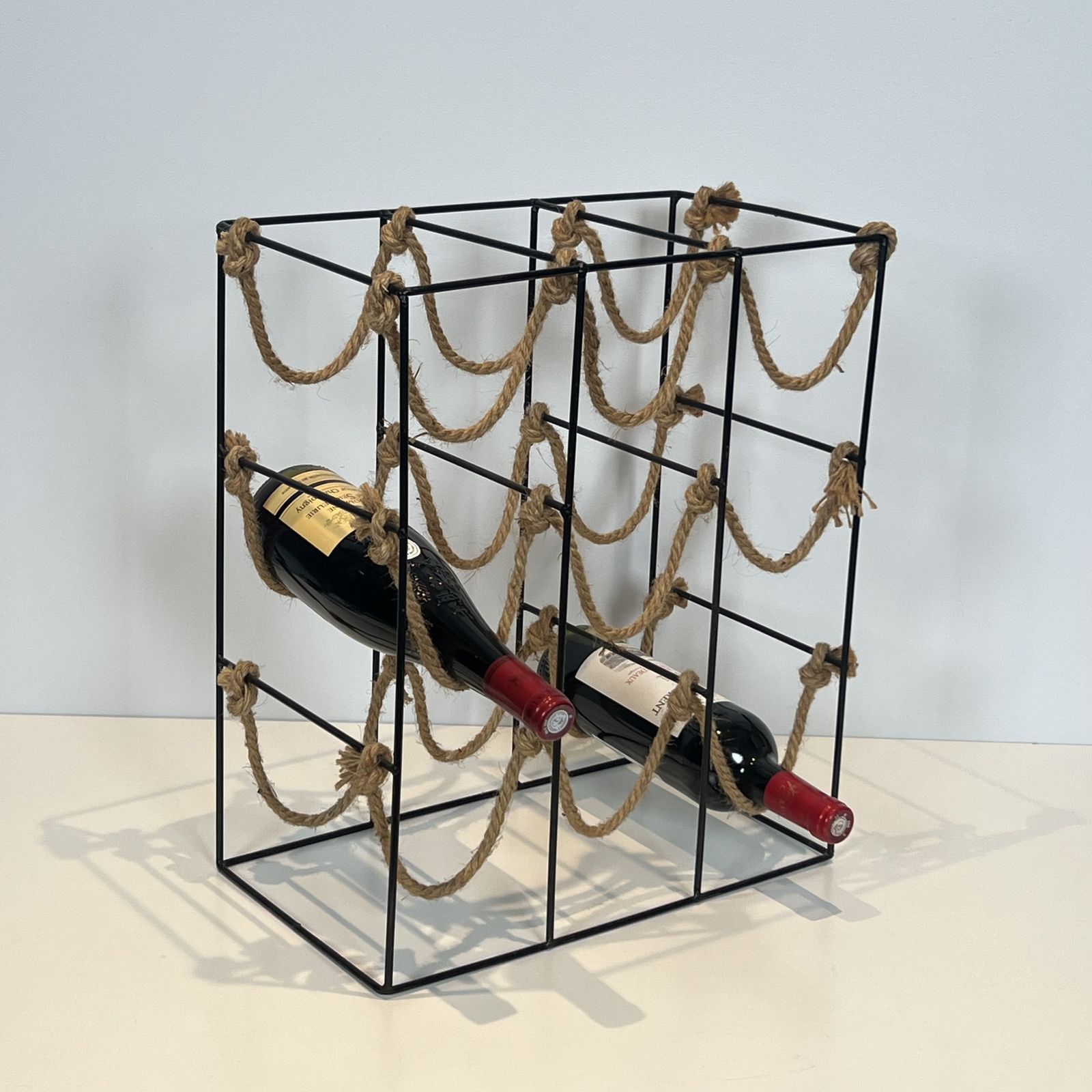 photo vinterior Metal And Rope Bottle Holder, 1980s