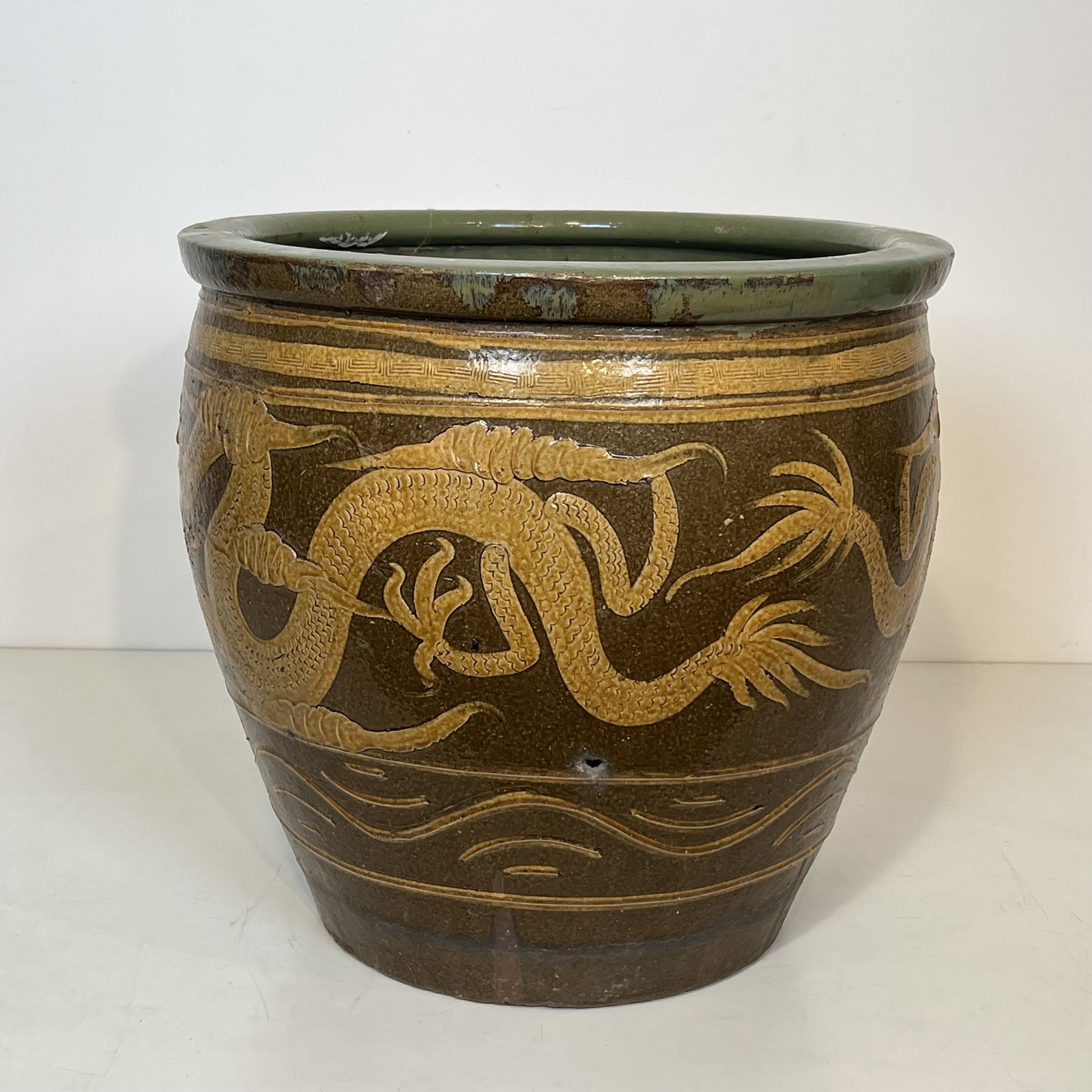 photo buy Large Chinese Glazed Terracotta Planter Decorated With Dragons