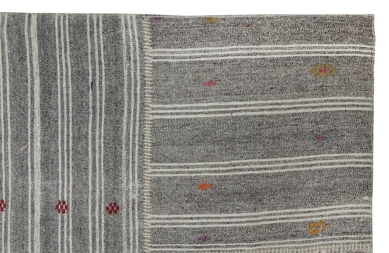 11.5x18.4 Ft Adjustable Vintage Gray Kilim Rug, Flat Weave Oversize Carpet photo 1777.0