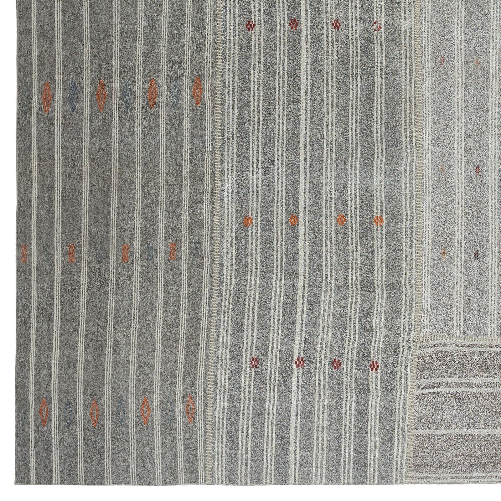11.5x18.4 Ft Adjustable Vintage Gray Kilim Rug, Flat Weave Oversize Carpet photo buy