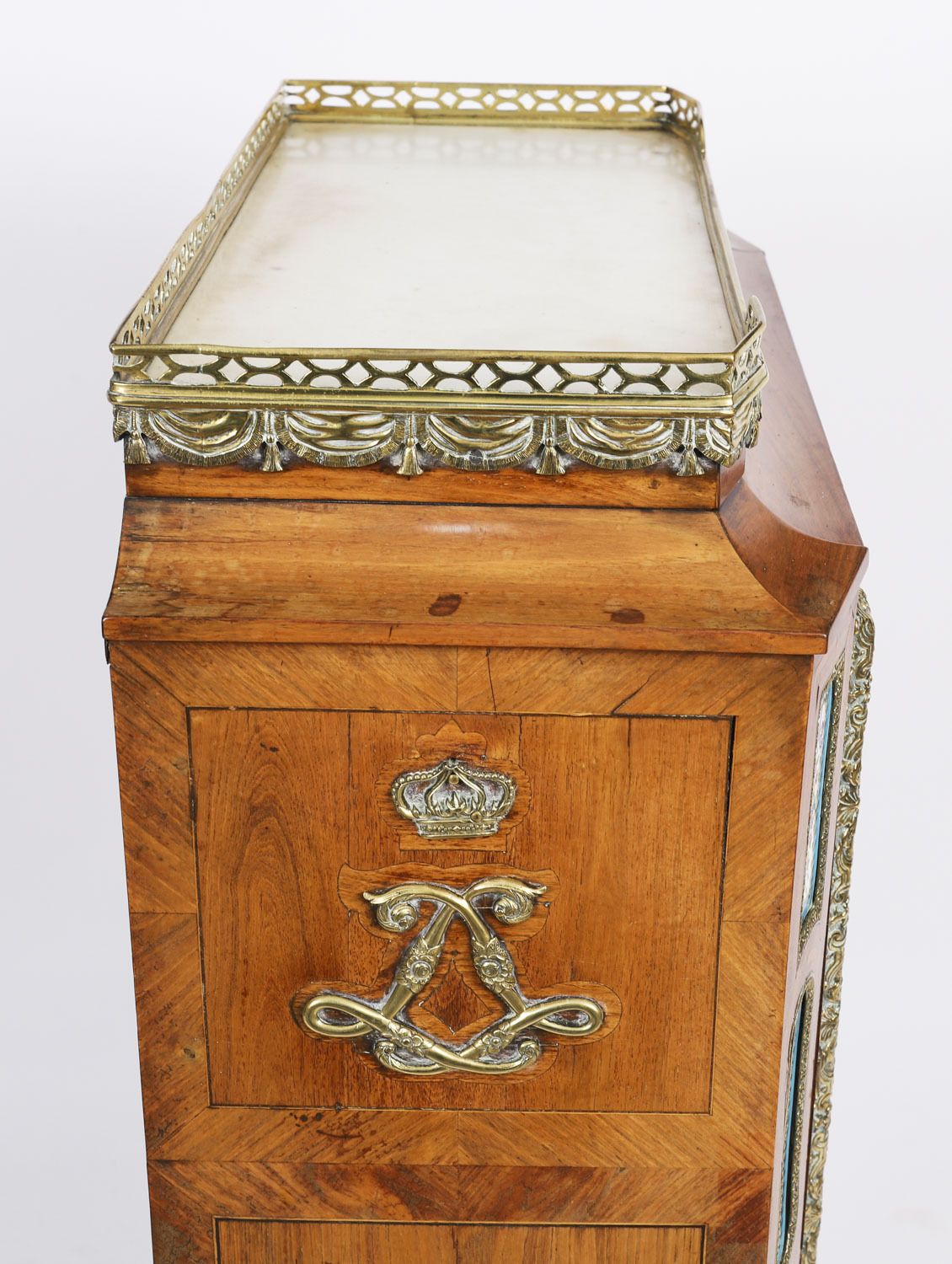 photo furniture Antique French Kingwood Ormolu Pier Cabinet Sevres Plaques 19th Century