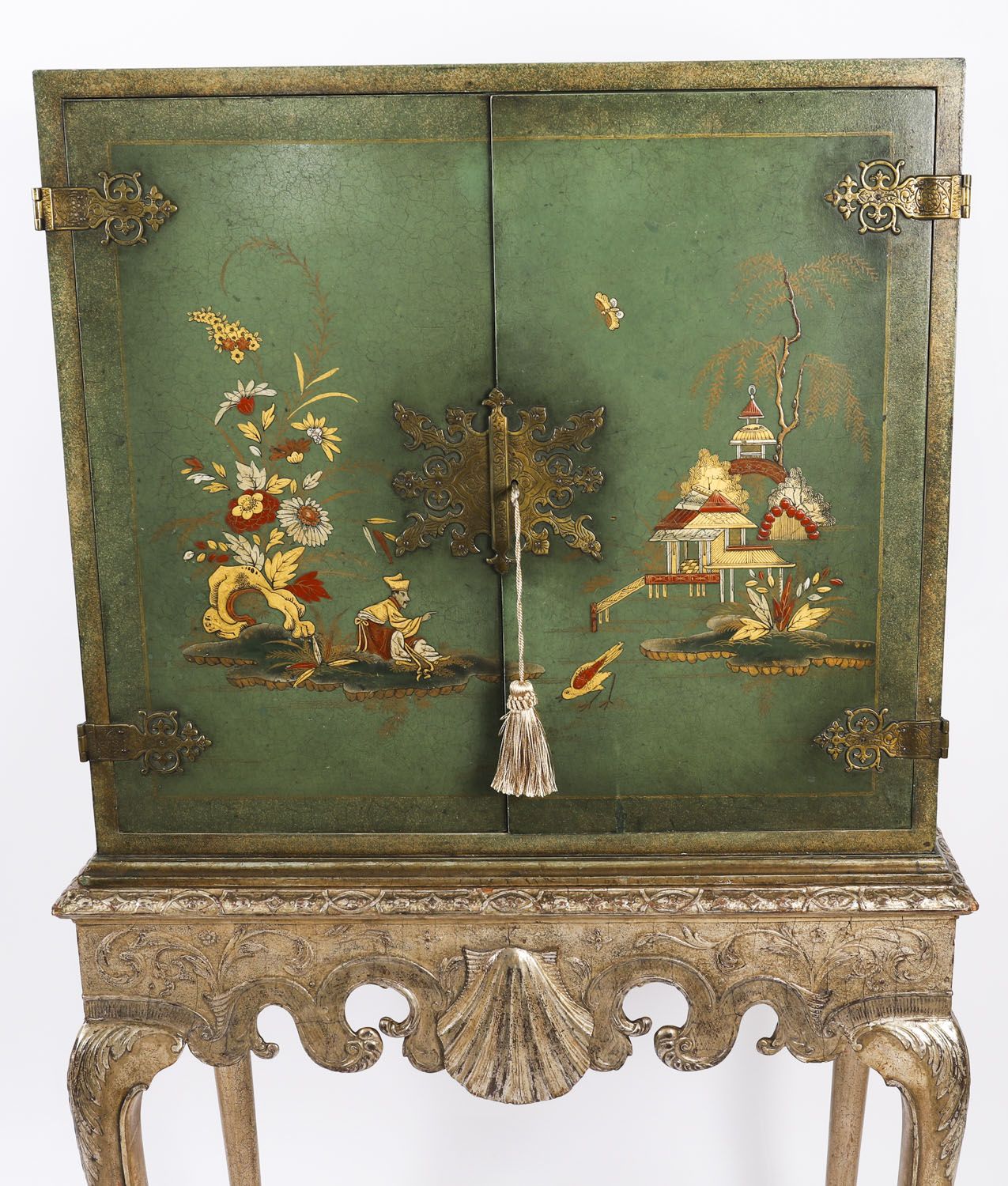 Antique Harrods Green Lacquered Cocktail Cabinet Mid 20th C photo 3750.0