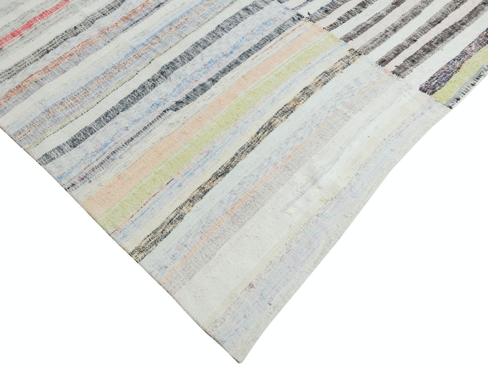 7.3x11.4 Ft Adjustable Colorful Striped Kilim, Handwoven Cotton Turkish Rag Rug photo for sale