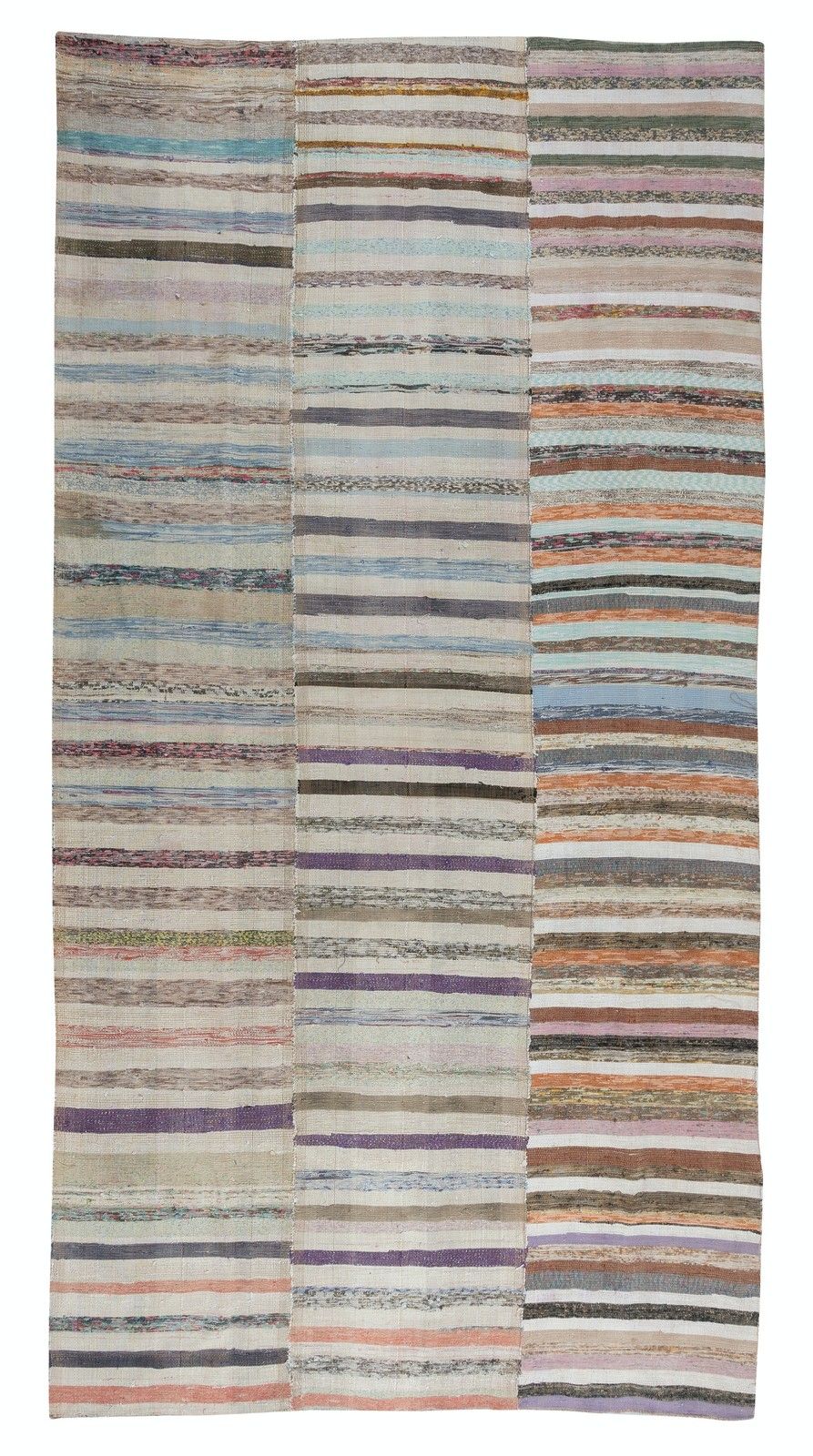 6x11 Ft Adjustable Multicolored Striped Kilim, Handwoven Cotton Turkish Rag Rug photo furniture