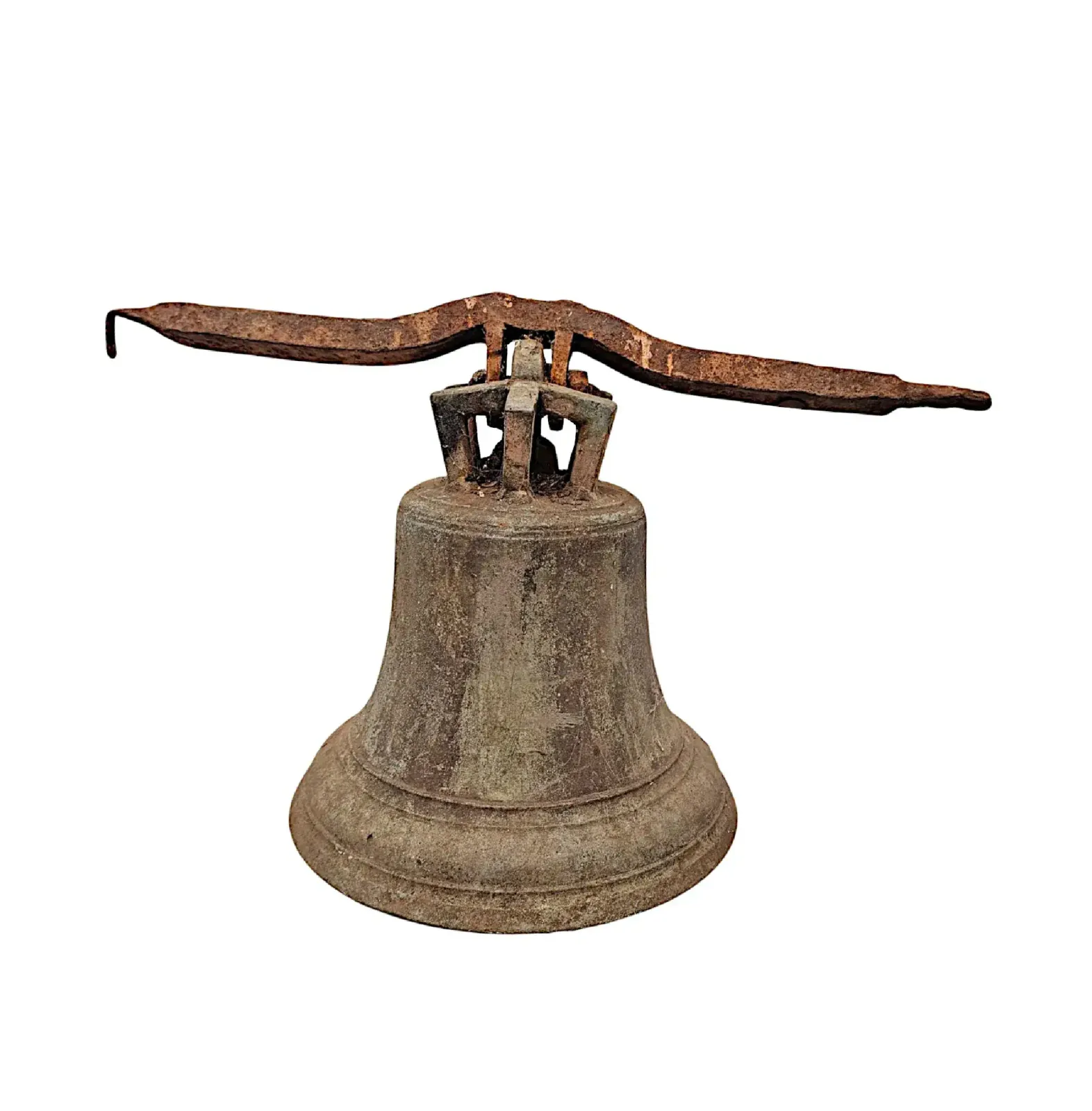 A Very Rare 19th Century Bronze Tower Bell Mounted On Original Hanging Bracket photo vinterior