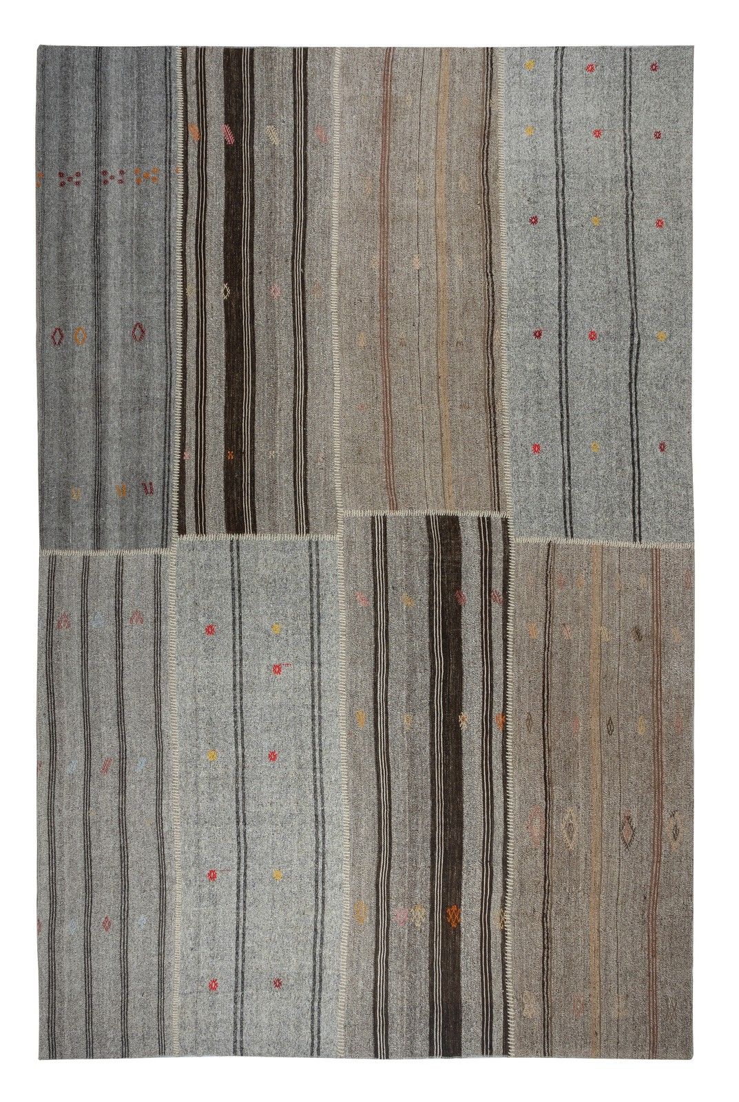 9.7x14.2 Ft Vintage Gray Kilim, Adjustable Hand Woven Carpet, Large Rug