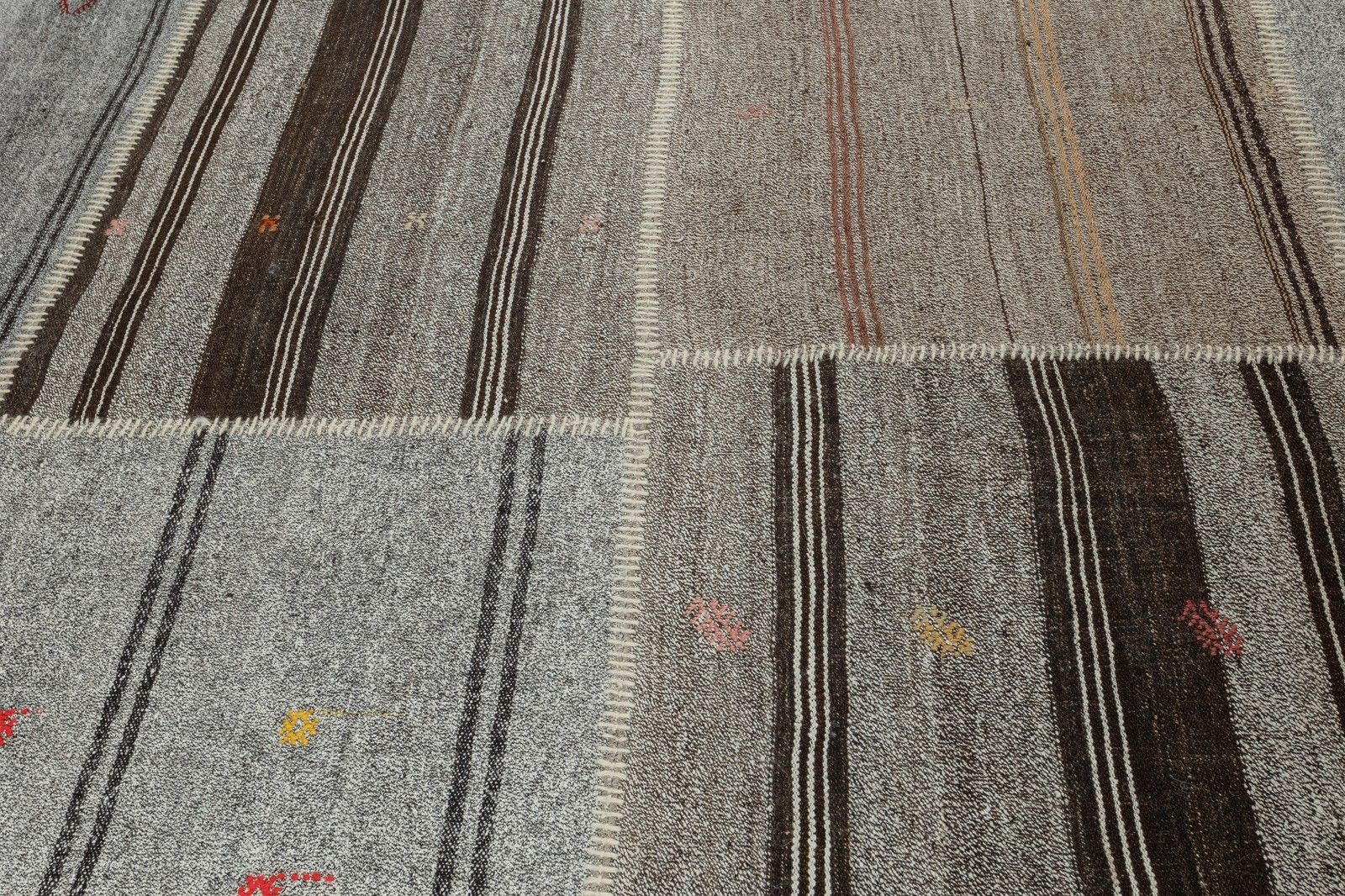 9.7x14.2 Ft Vintage Gray Kilim, Adjustable Hand Woven Carpet, Large Rug photo Textiles