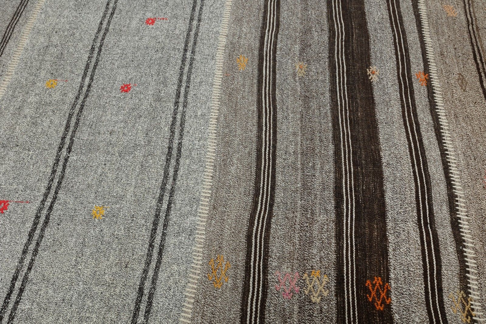 9.7x14.2 Ft Vintage Gray Kilim, Adjustable Hand Woven Carpet, Large Rug photo 1150.0