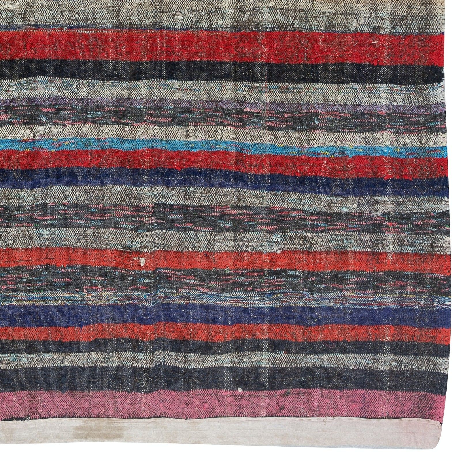 4.5x7.4 Ft Adjustable Flat Weave Turkish Kilim Carpet, Vintage Cotton Rag Rug photo vinterior