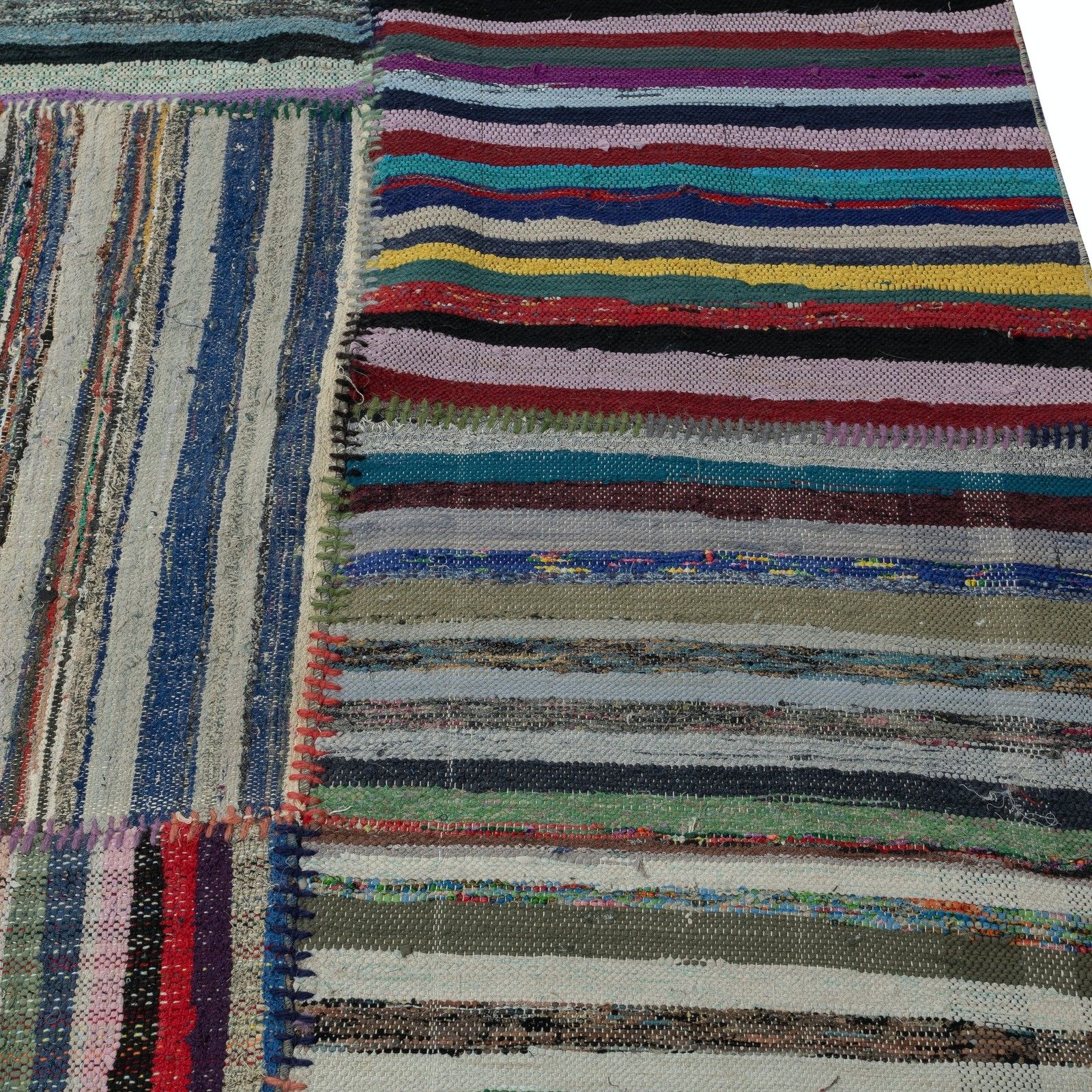 8.6x13.3 Ft Adjustable Turkish Kilim, Handmade Cotton Rag Rug, Flat Weave Carpet photo vinterior