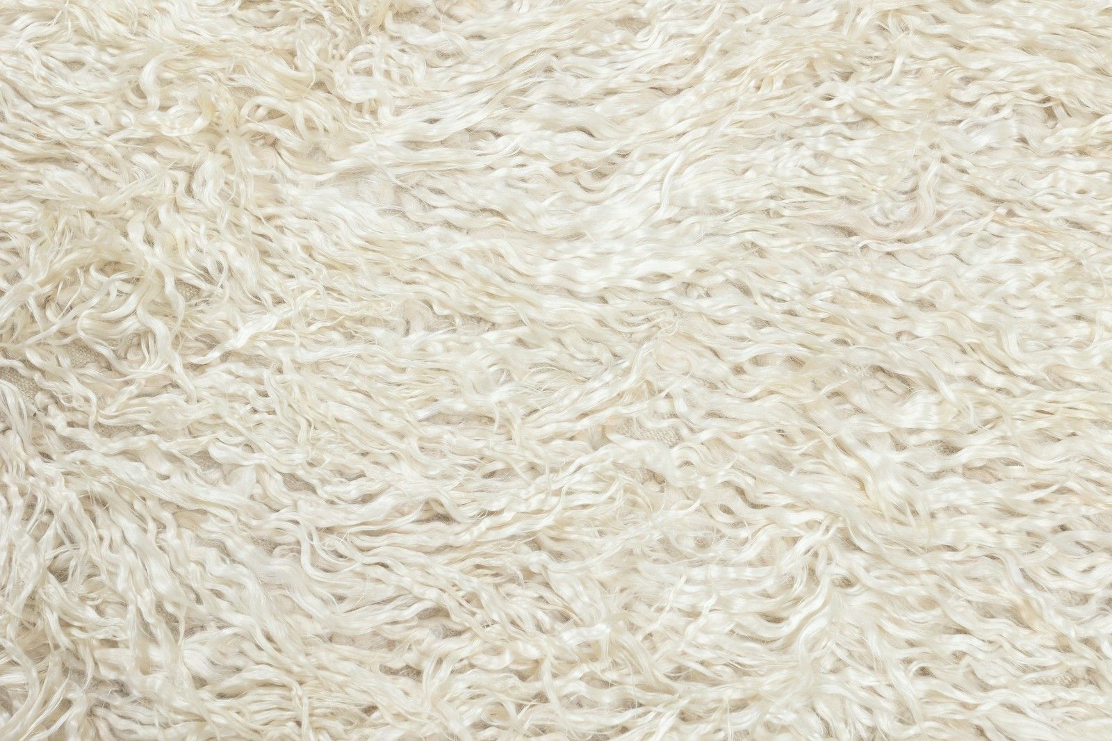 4.2x4.4 Ft Vintage Handmade Shag Pile Rug Made Of Natural Beige Mohair Wool photo Textiles