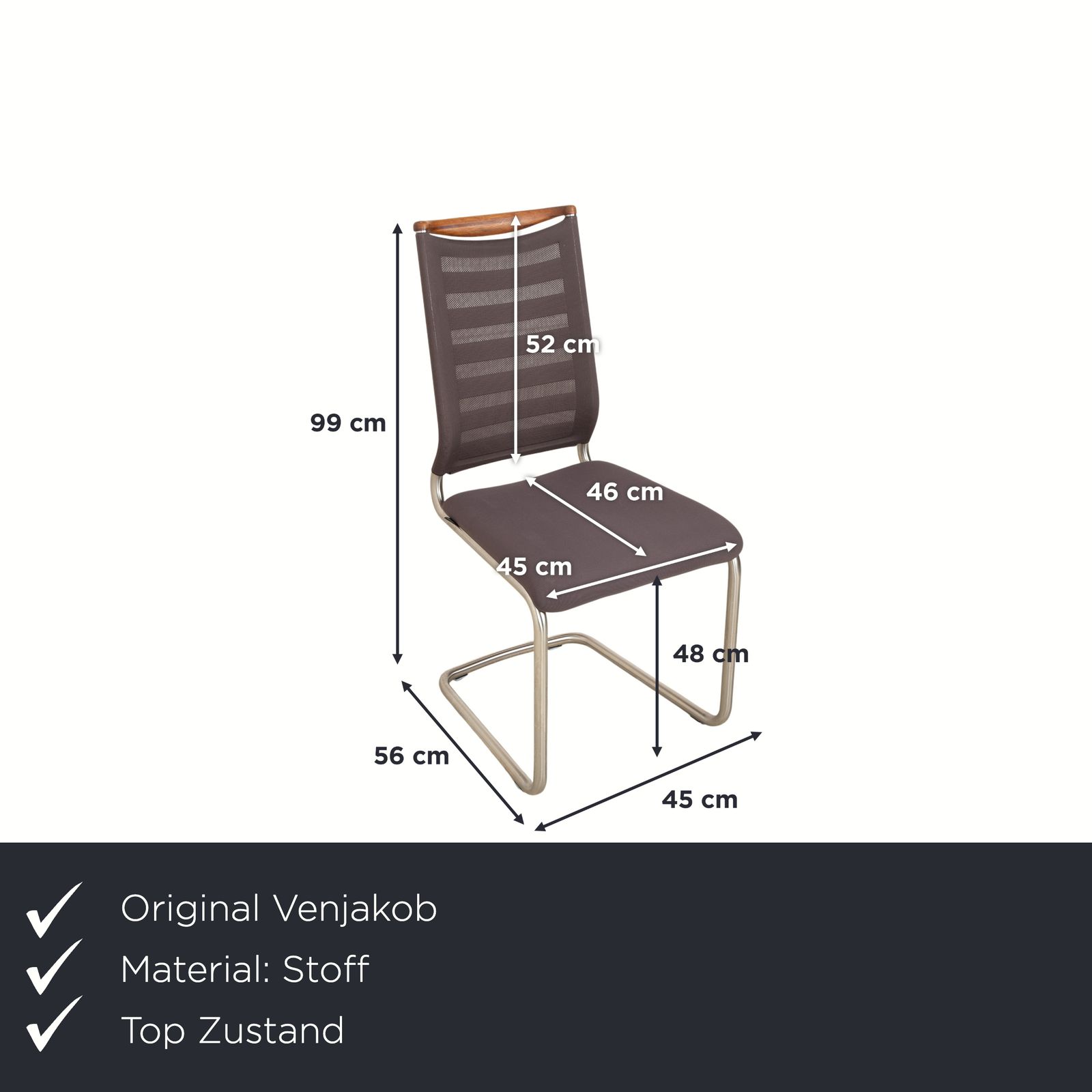 Set Van 4 Venjakob Lilli Stoelen Met Stof, Grijs En Bruin photo furniture