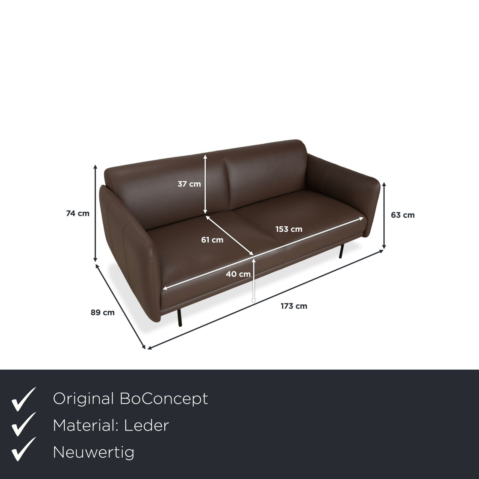 Boconcept Berne Leather Three Seater Brown Taupe Sofa photo furniture