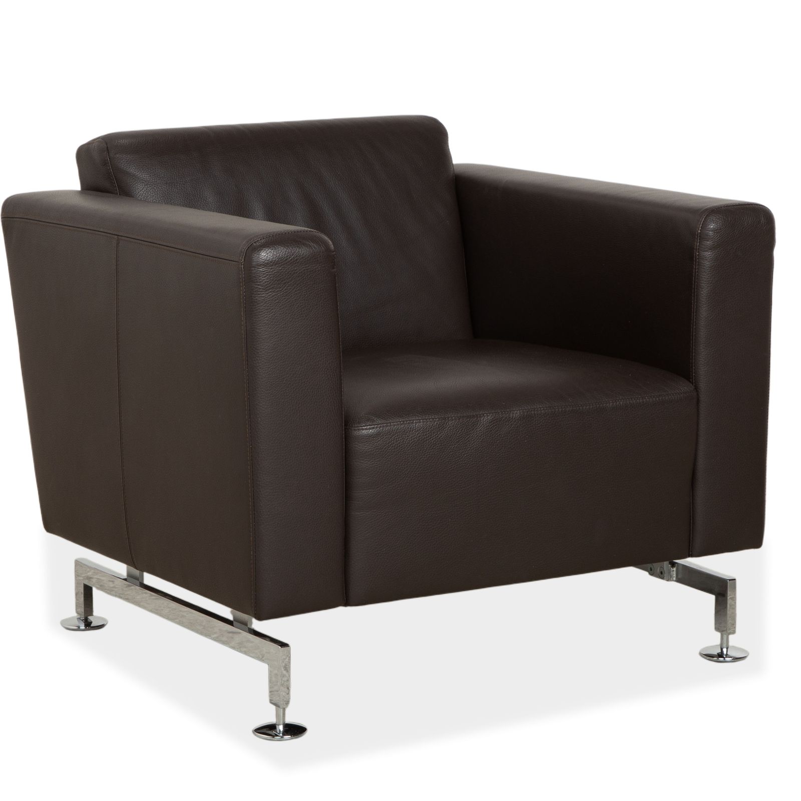 Fauteuil Brühl Serge en cuir, marron