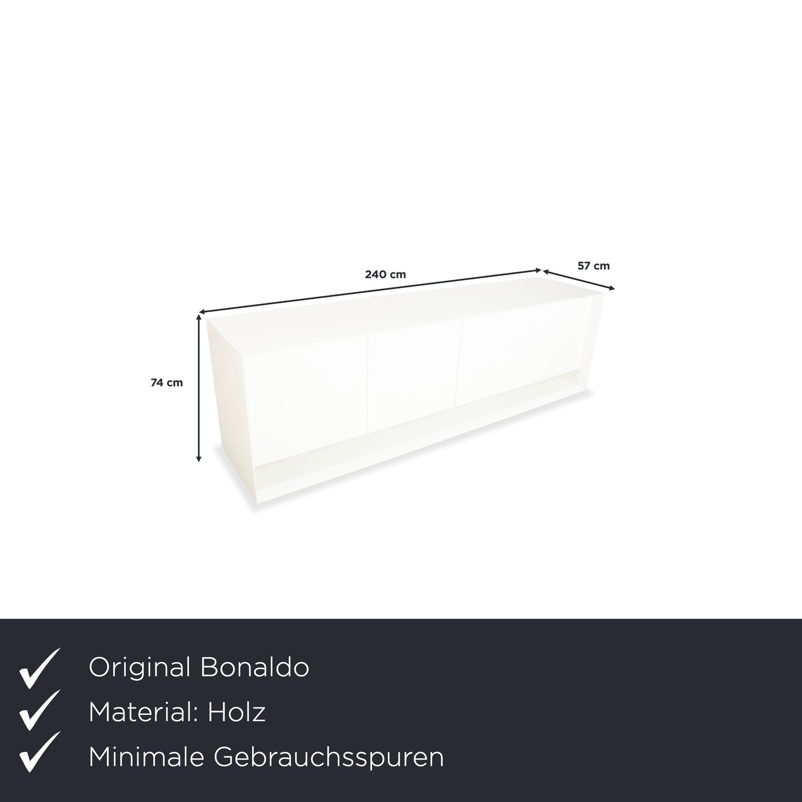Buffet Bonaldo Sunrise en bois laqué, blanc crème, avec éclairage indirect électrique photo furniture