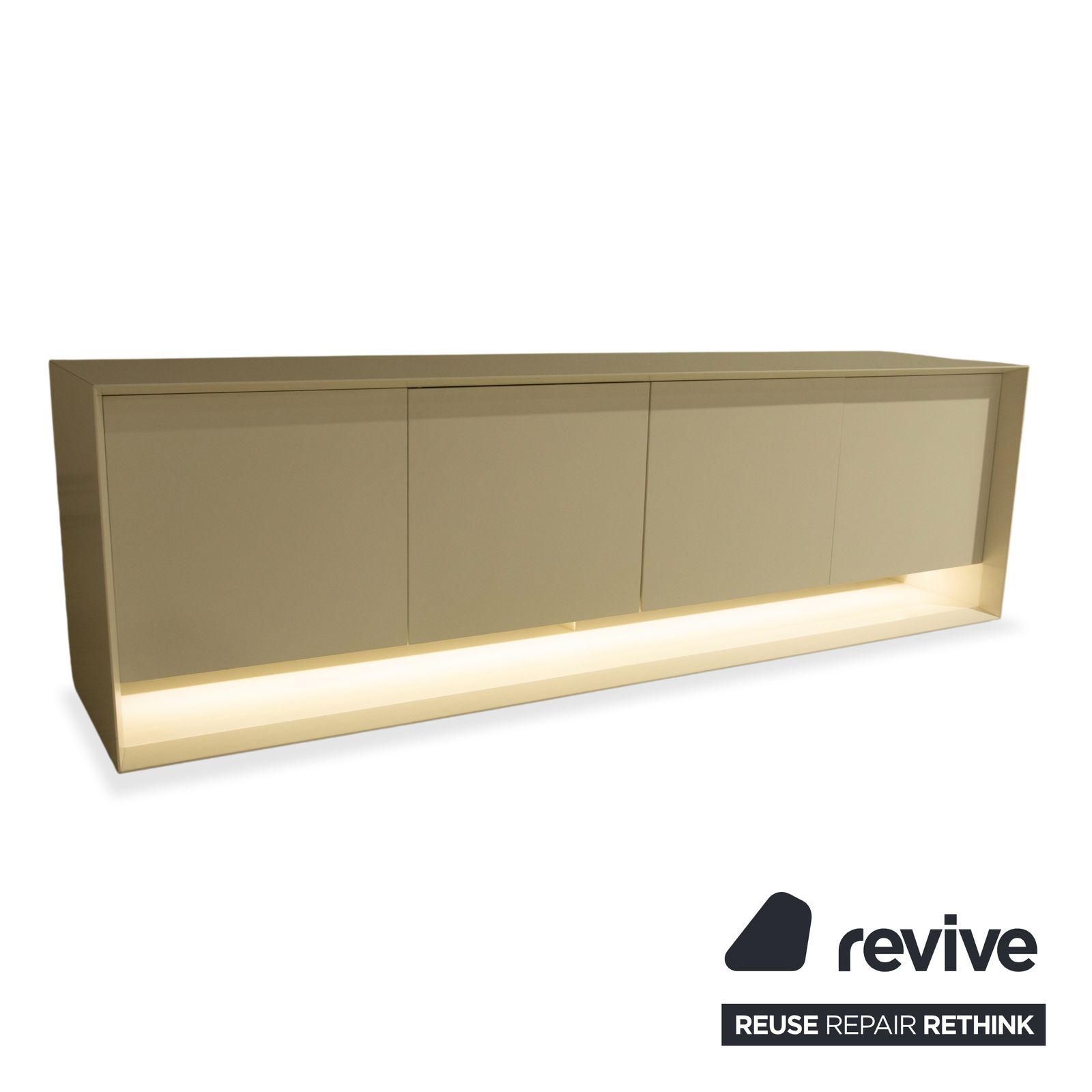Buffet Bonaldo Sunrise en bois laqué, blanc crème, avec éclairage indirect électrique photo Mobilier