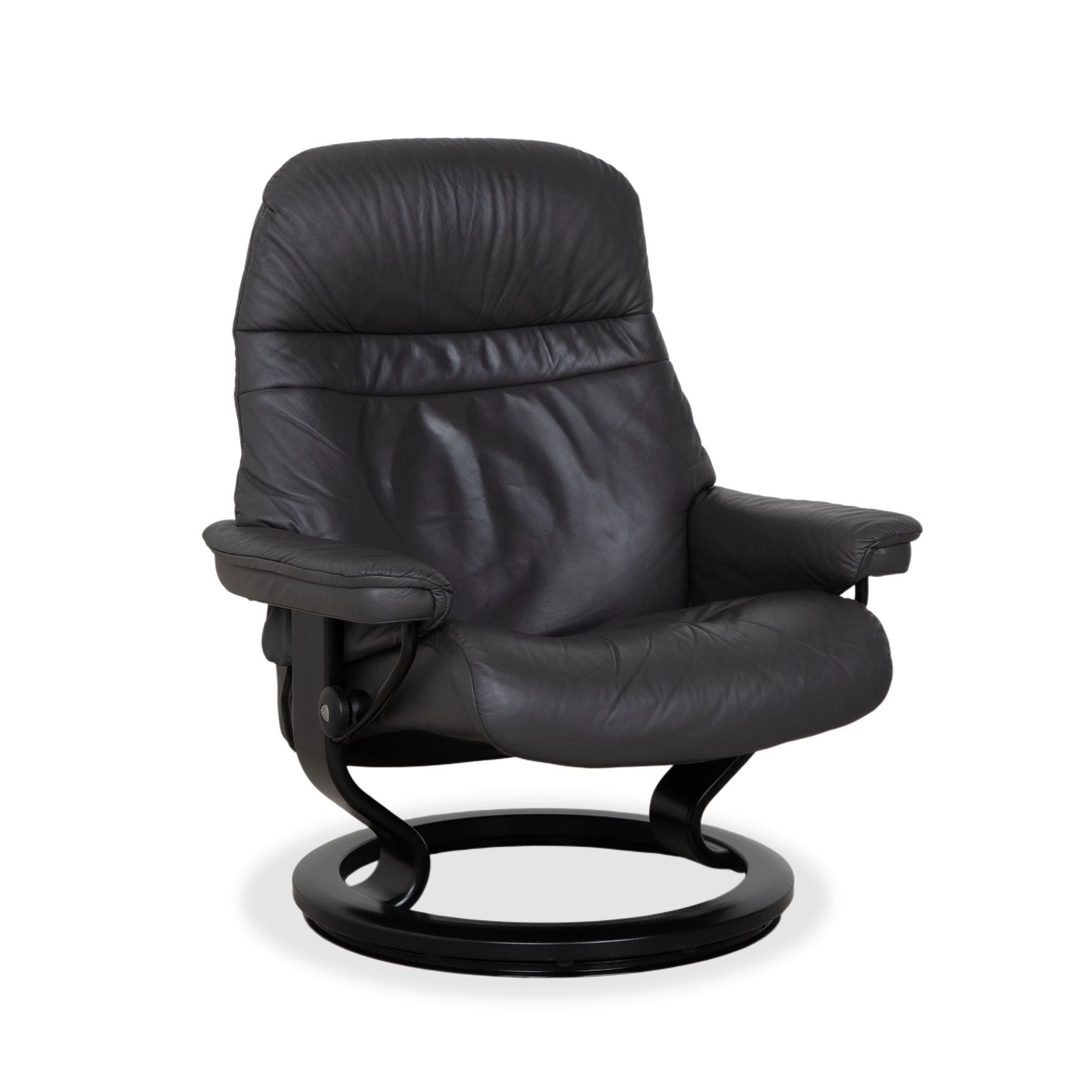 Fauteuil relax Stressless Sunrise en cuir gris foncé anthracite graphite, fonction manuelle