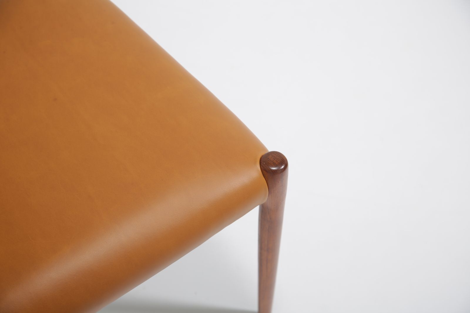 Furniture Niels Otto Møller Model 82 Dining Chairs: Set Of 8 In Solid Teak And Tan Leather For J.L. Møllers, 1960s photo