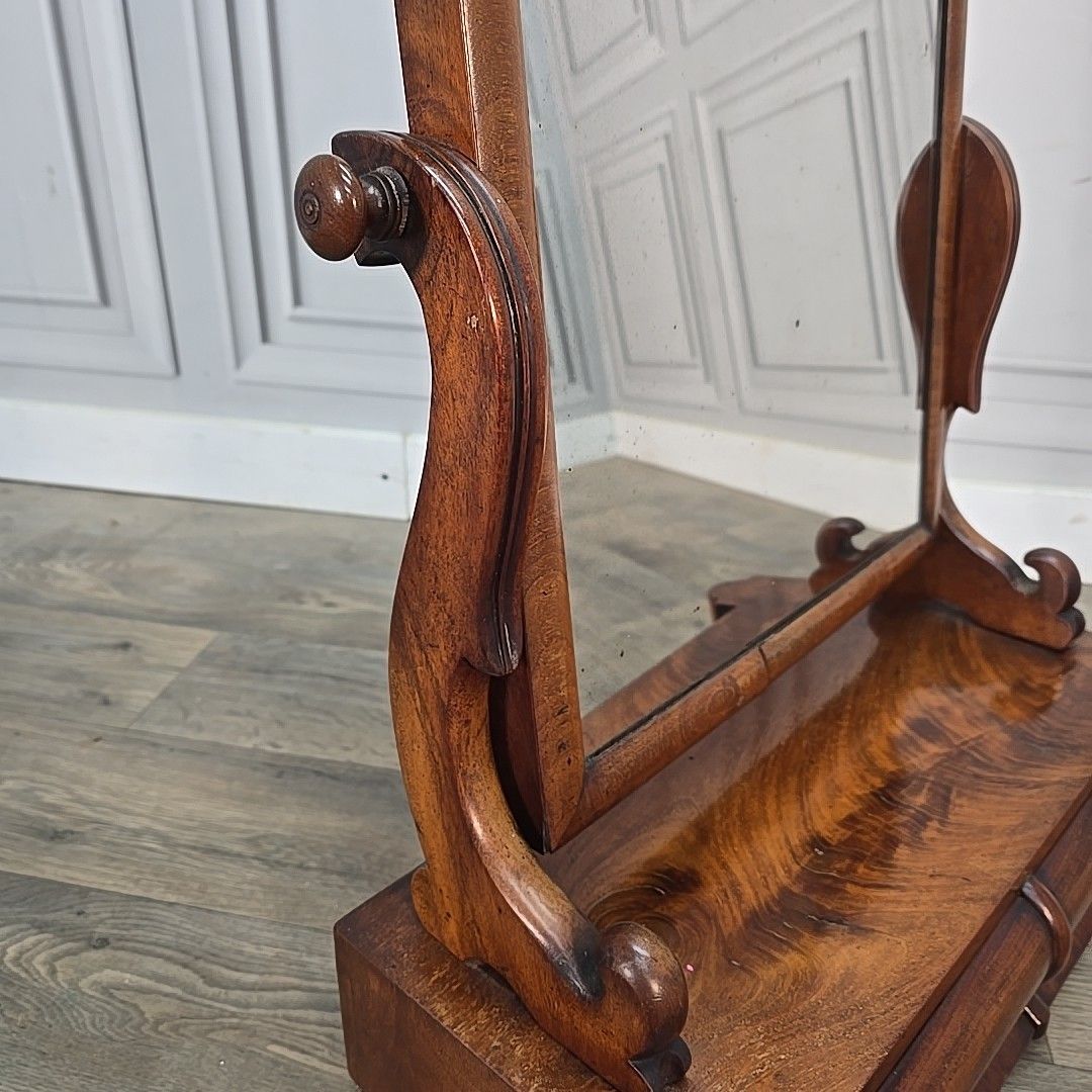 Antique Dressing Table Mirror & Drawers Victorian Flame Mahogany Bedroom Loo photo Home Decor