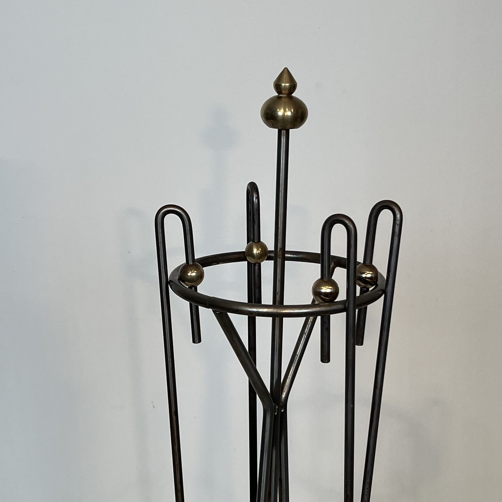 photo vinterior Fire Set In Brushed Steel And Brass