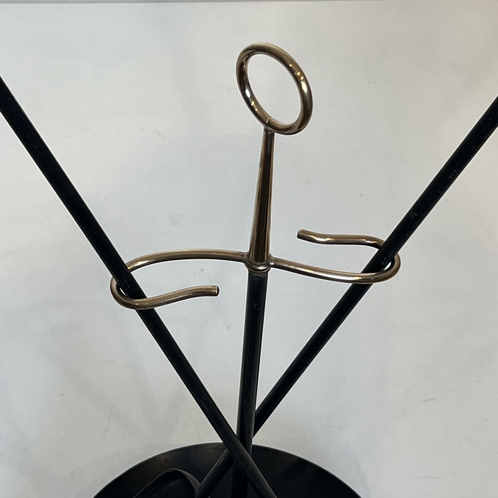 Fire Set, Designer Style, In Black Lacquered Metal And Brass photo vinterior