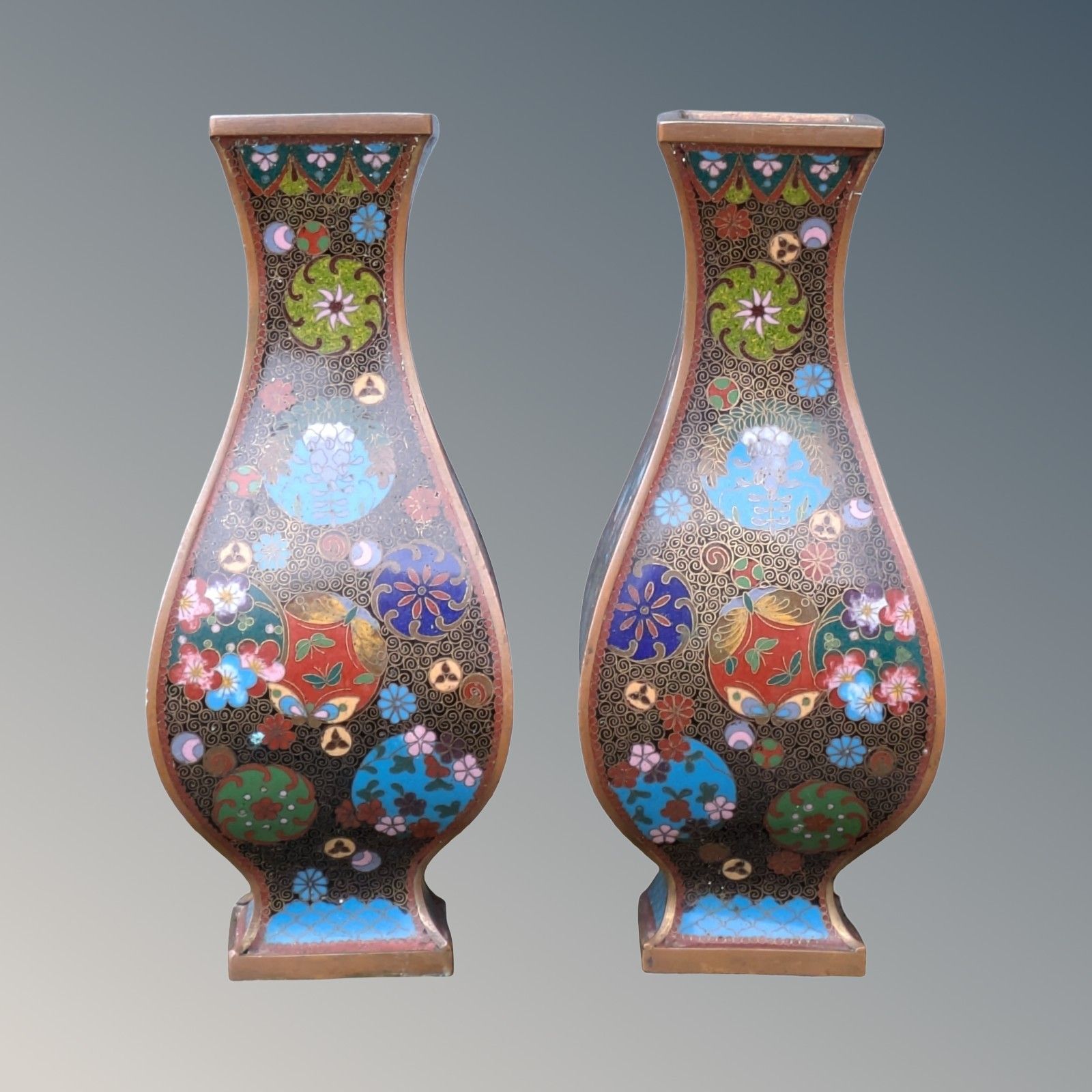 Good Quality Pair Of Chinese Cloisonne Vases Qing Period photo buy