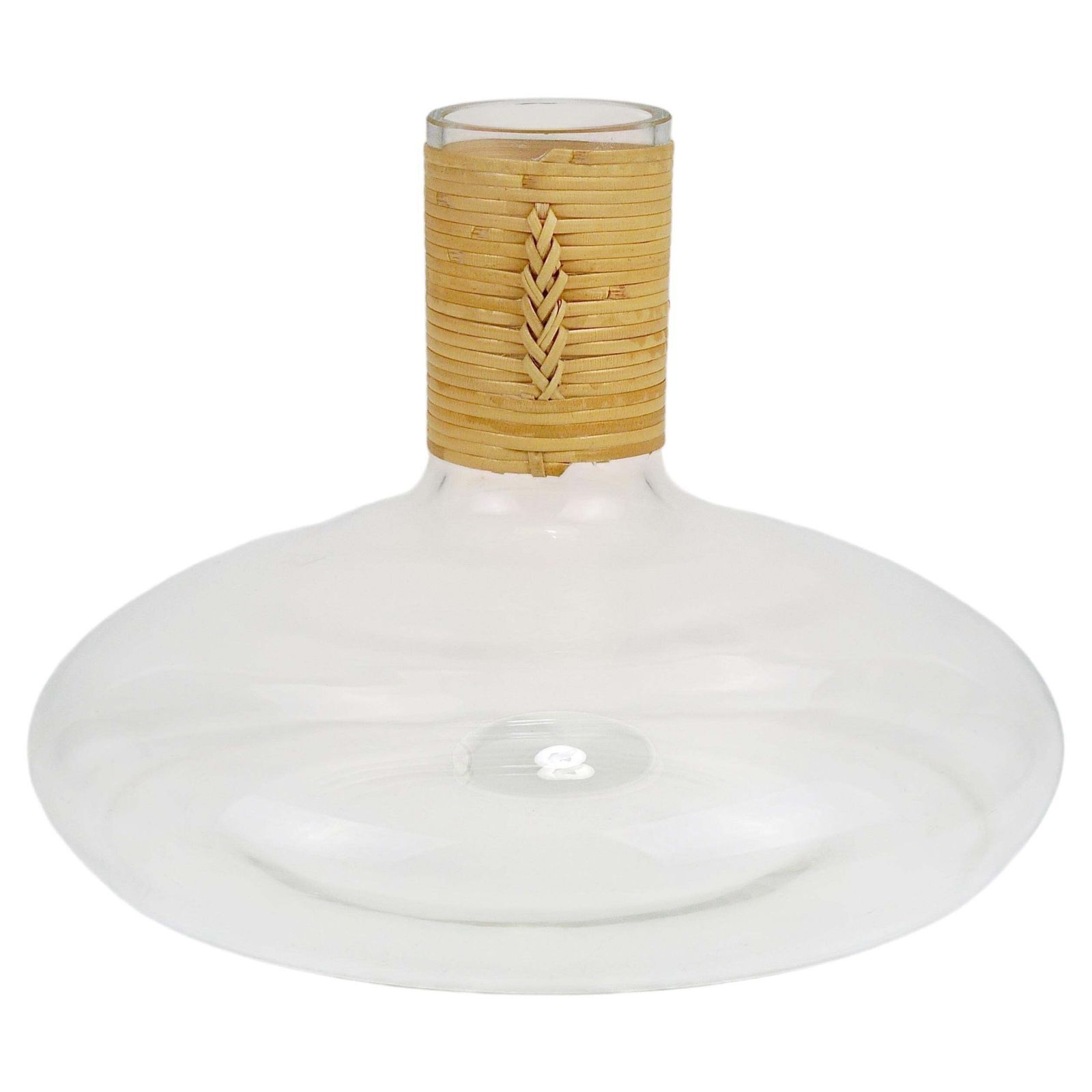 Carl Aubock Vase Decanter "Tuberkulinkolben" Raffia Wicker Top, Austria, 1950s
