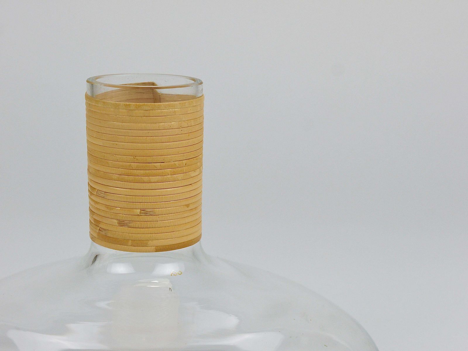 Home Decor Carl Aubock Vase Decanter "Tuberkulinkolben" Raffia Wicker Top, Austria, 1950s photo