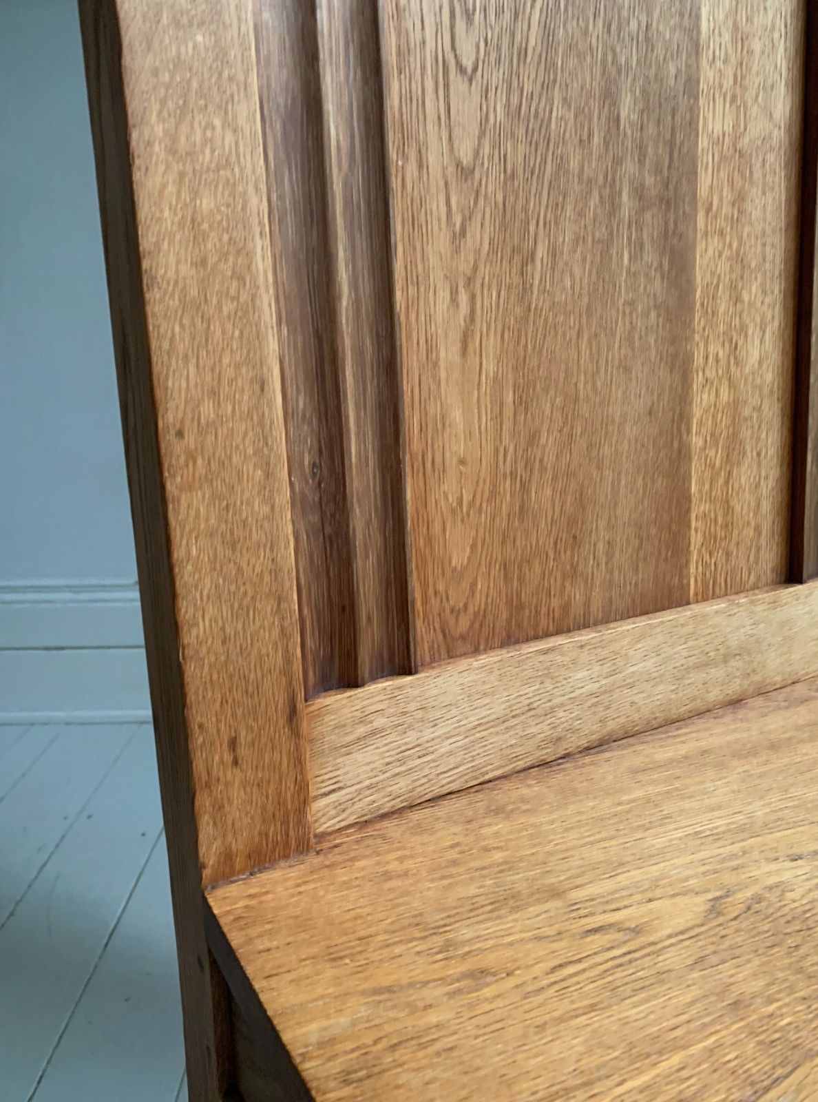 photo buy Pair Of Solid English Oak Hall Chairs Art Deco / Church / Altar Chair