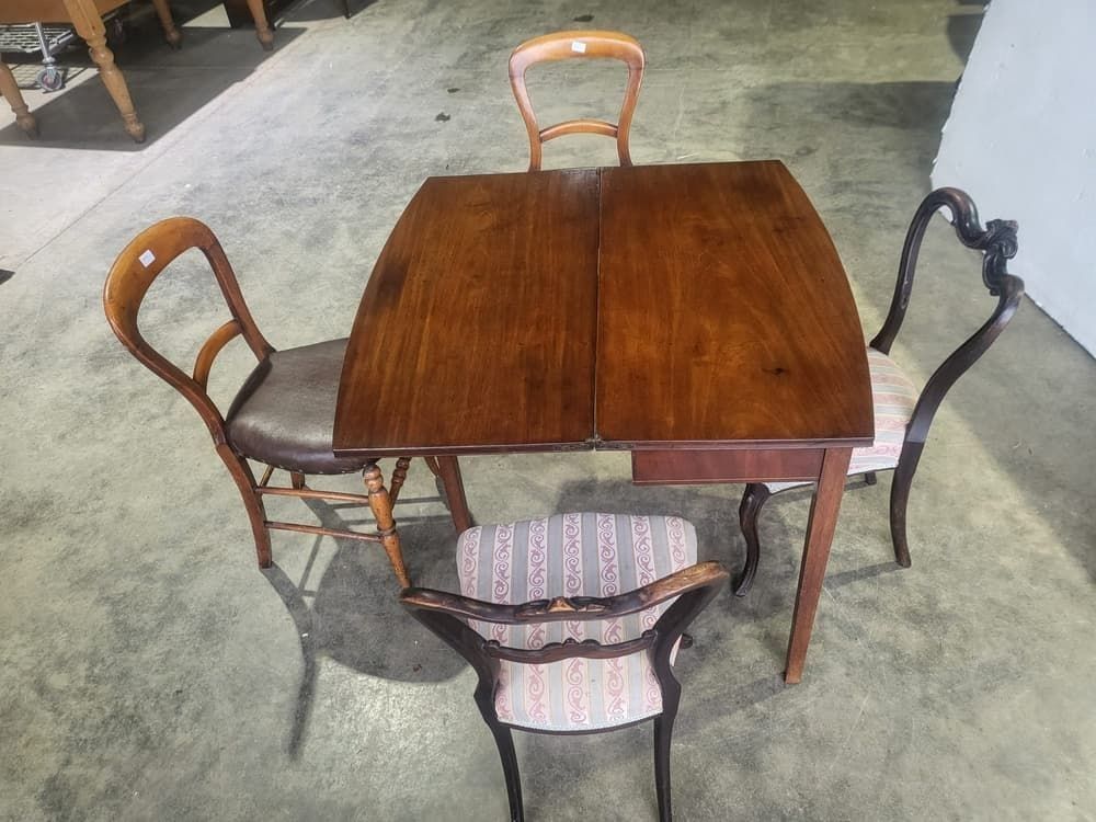 Antique Edwardian Small Fold Over Occasional Dining Work Table Desk Seat 4 photo buy