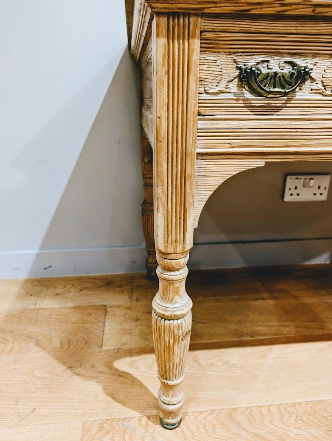 19th Century Marble Top, Hand Carved Pitch Pine Table By John Reid & Sons photo for sale