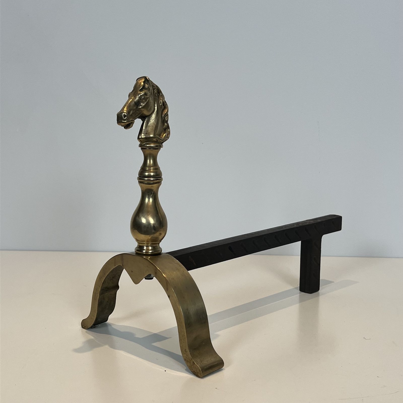 Pair Of Brass Horse Shaped Andirons photo buy