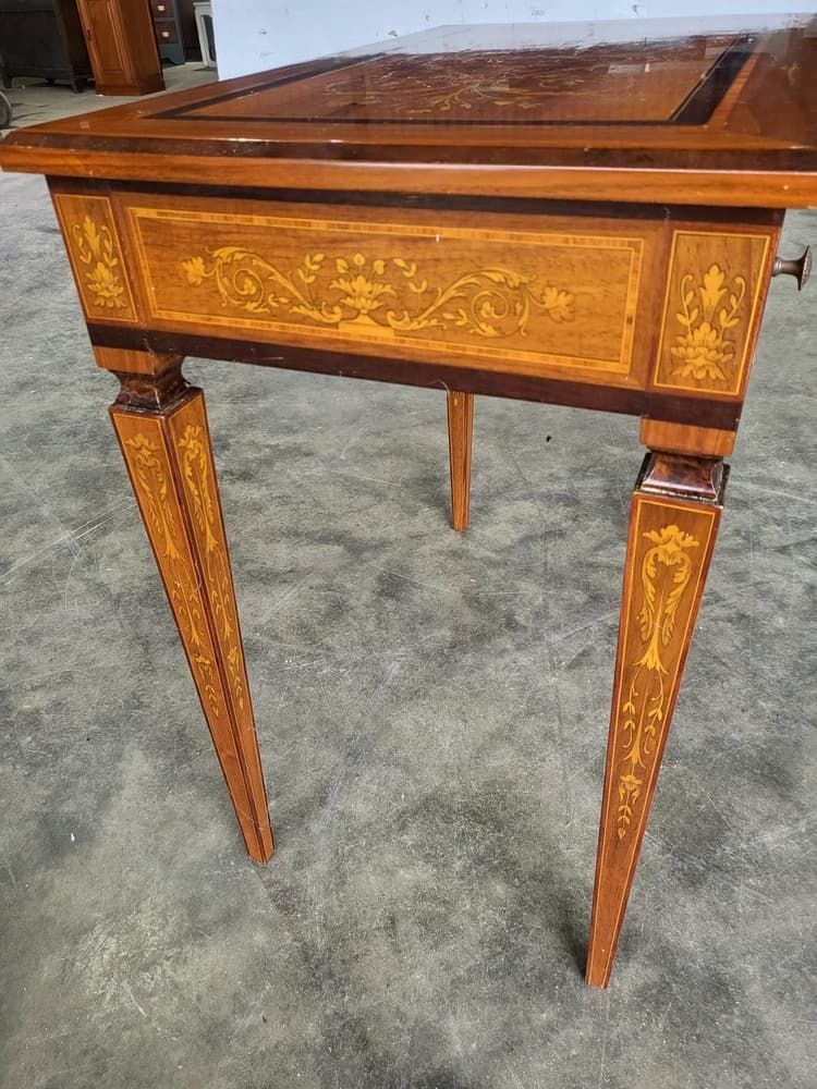 Sheraton Revival Antique Inlaid Writing Desk Drawer Table photo Furniture