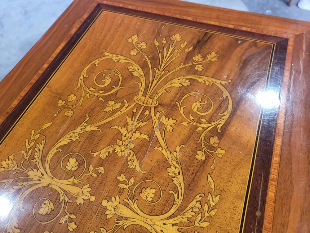 Sheraton Revival Antique Inlaid Writing Desk Drawer Table photo buy