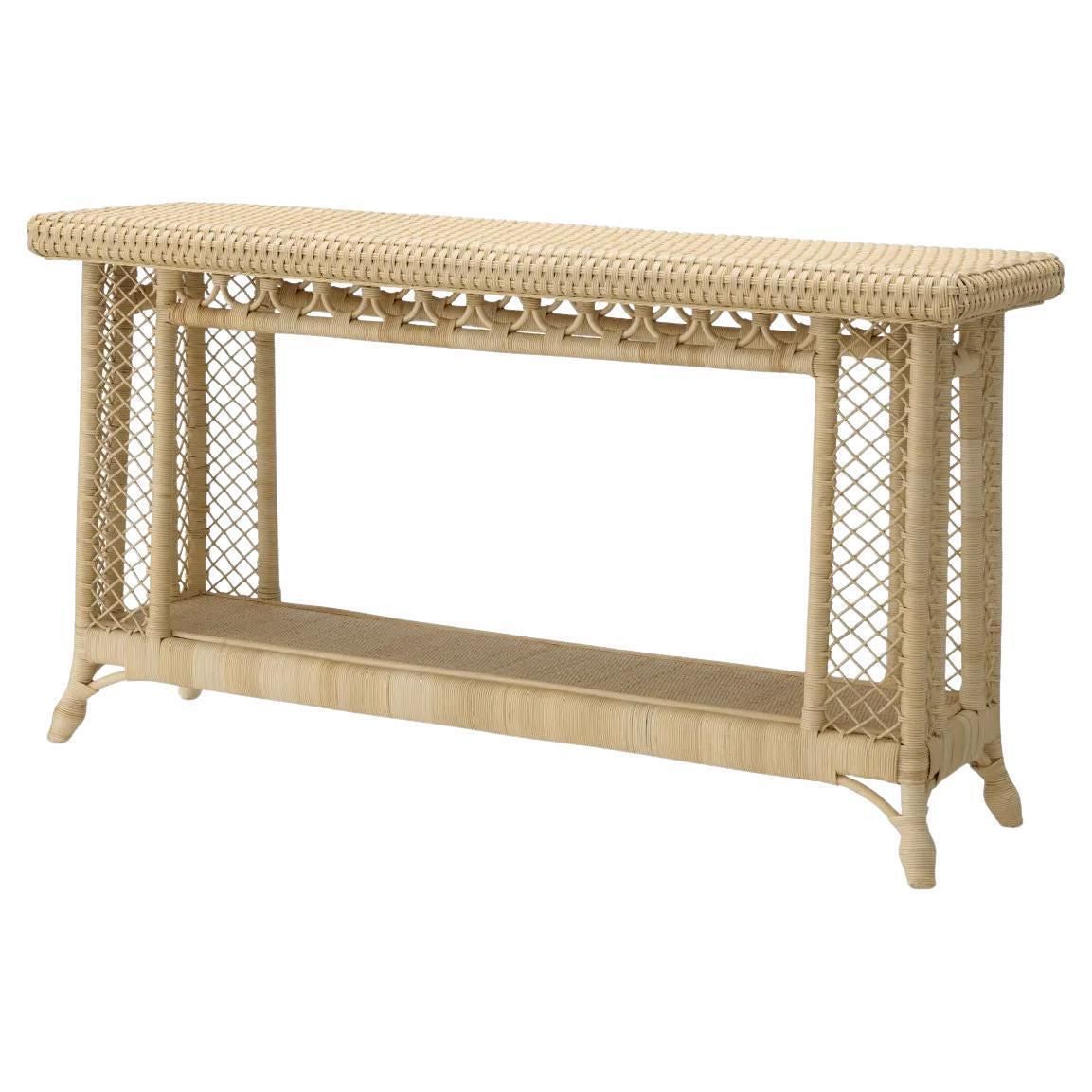 Natural Rattan Console Table With Organic Design