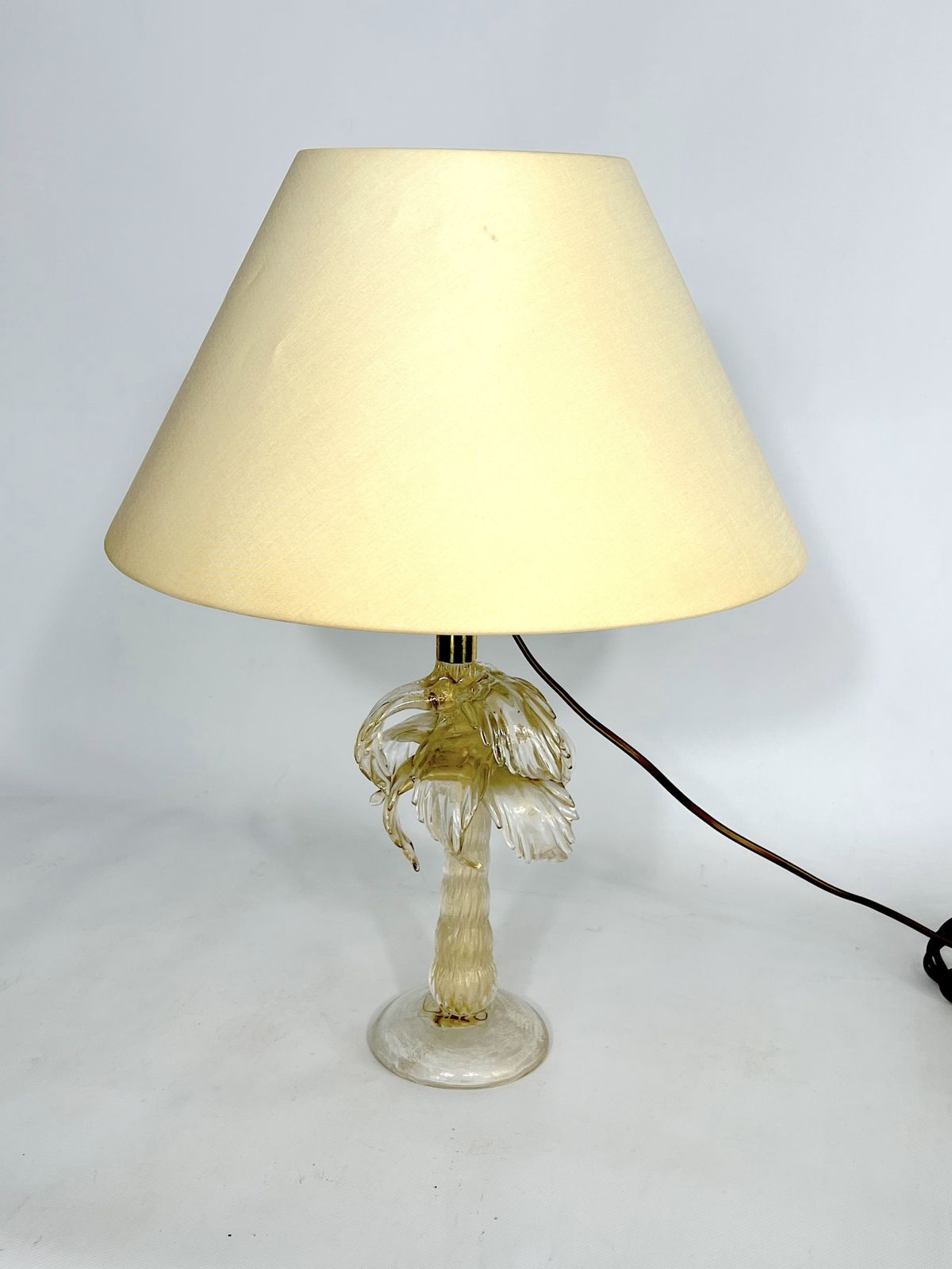 Mid Century Rare Brass And Murano Glass Table Lamp By Tommaso Barbi photo buy